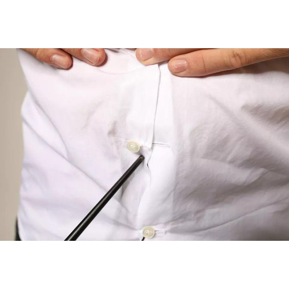 Dolce & Gabbana White Bib Cotton Poplin Formal Dress Shirt Dolce & Gabbana Light Gray