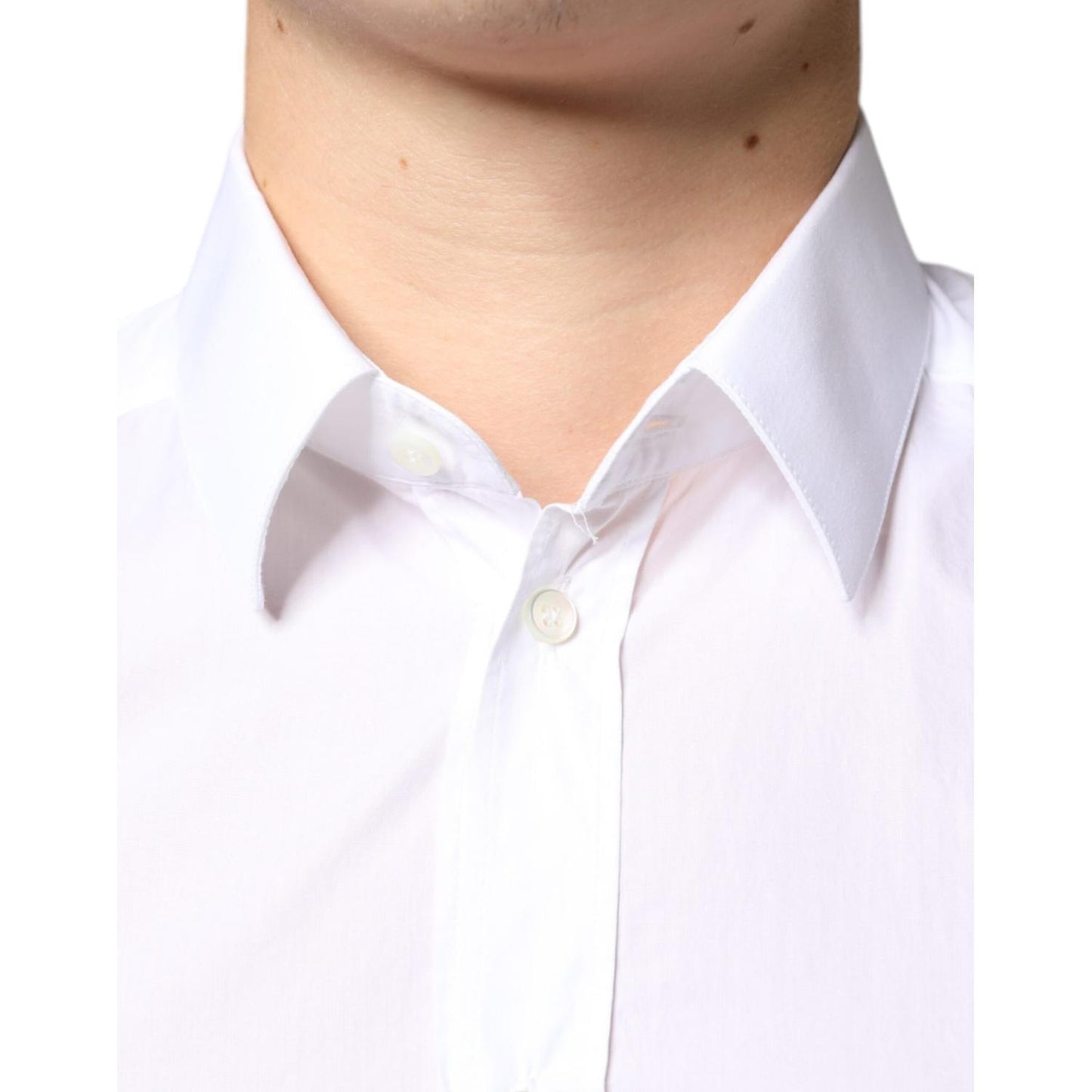 Dolce & Gabbana White Cotton Collared Men Formal Dress Shirt Dolce & Gabbana White Smoke