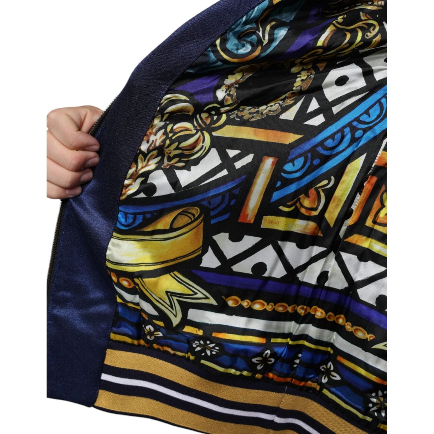 Dolce & Gabbana Blue Heraldic Patch Stripe King Bee Sweater Dolce & Gabbana Rosy Brown
