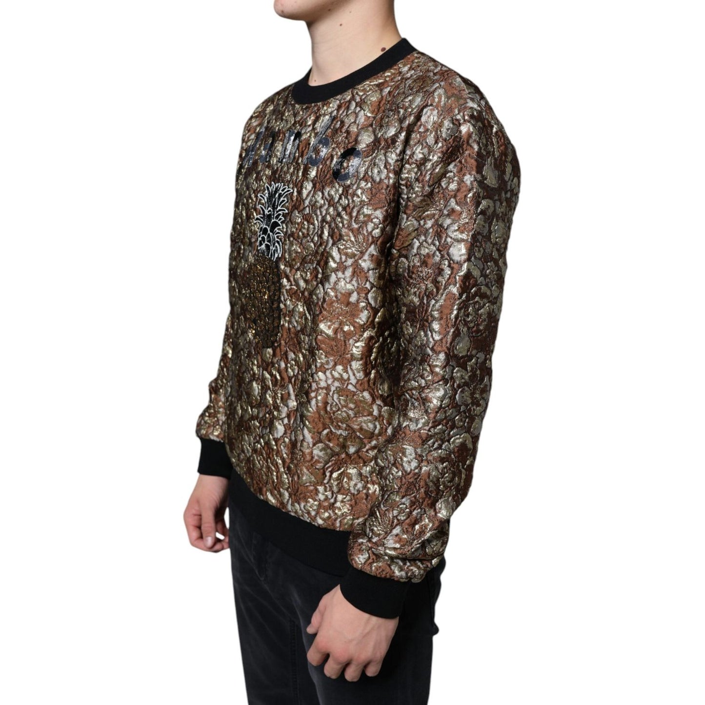 Dolce & Gabbana Brown Jacquard Mambo Pineapple Pullover Sweater Dolce & Gabbana Dark Slate Gray