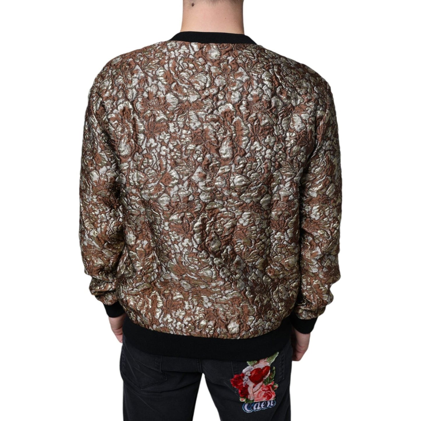 Dolce & Gabbana Brown Jacquard Mambo Pineapple Pullover Sweater Dolce & Gabbana Dark Slate Gray