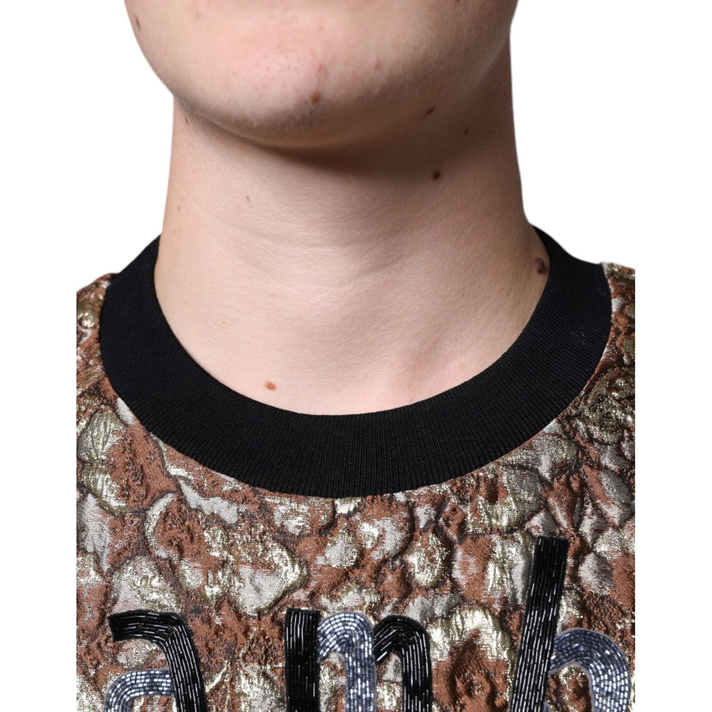 Dolce & Gabbana Brown Jacquard Mambo Pineapple Pullover Sweater Dolce & Gabbana Rosy Brown