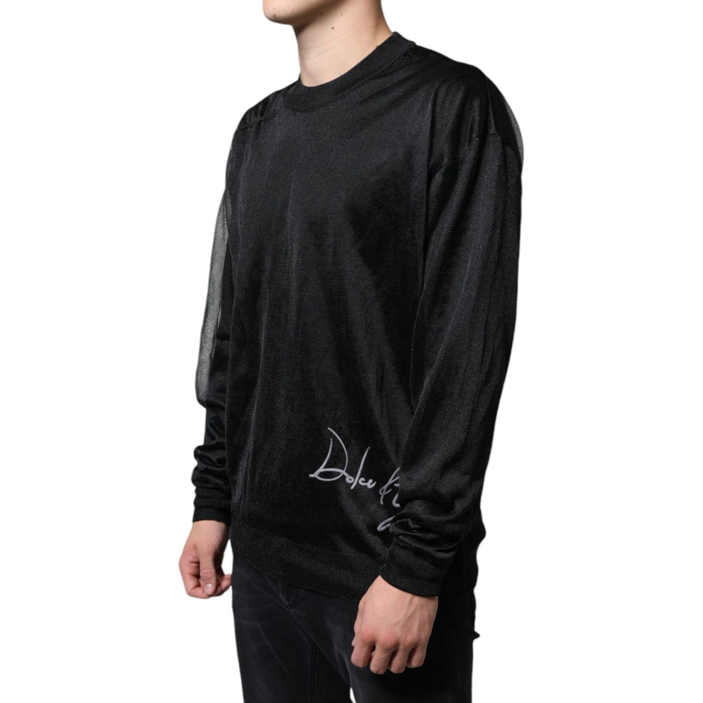 Dolce & Gabbana Black Polyester Pullover Sweatshirt Sweater Dolce & Gabbana Black