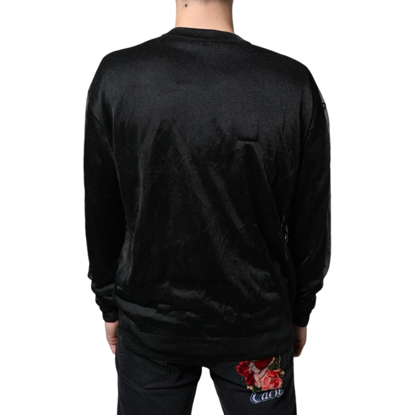 Dolce & Gabbana Black Polyester Pullover Sweatshirt Sweater Dolce & Gabbana Black