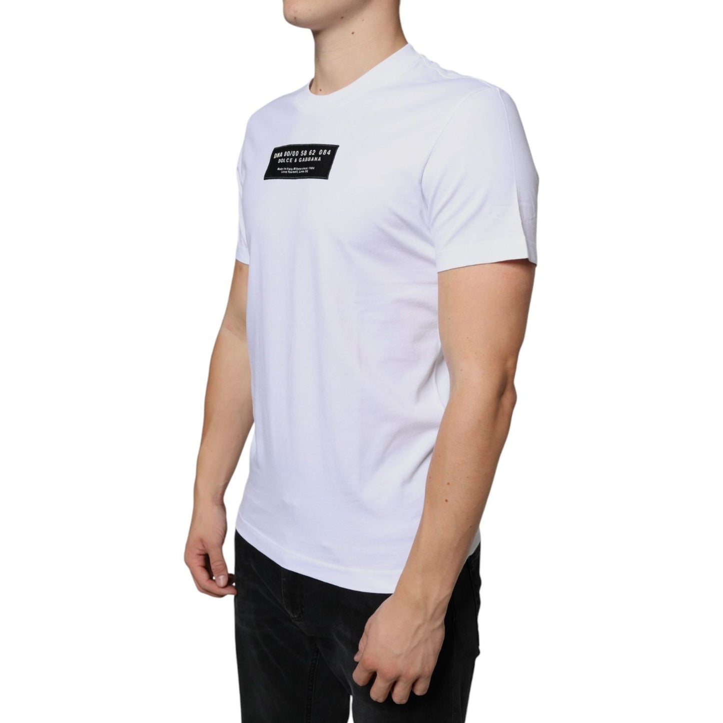 Dolce & Gabbana White Cotton DG Applique Casual T-shirt Dolce & Gabbana Light Gray
