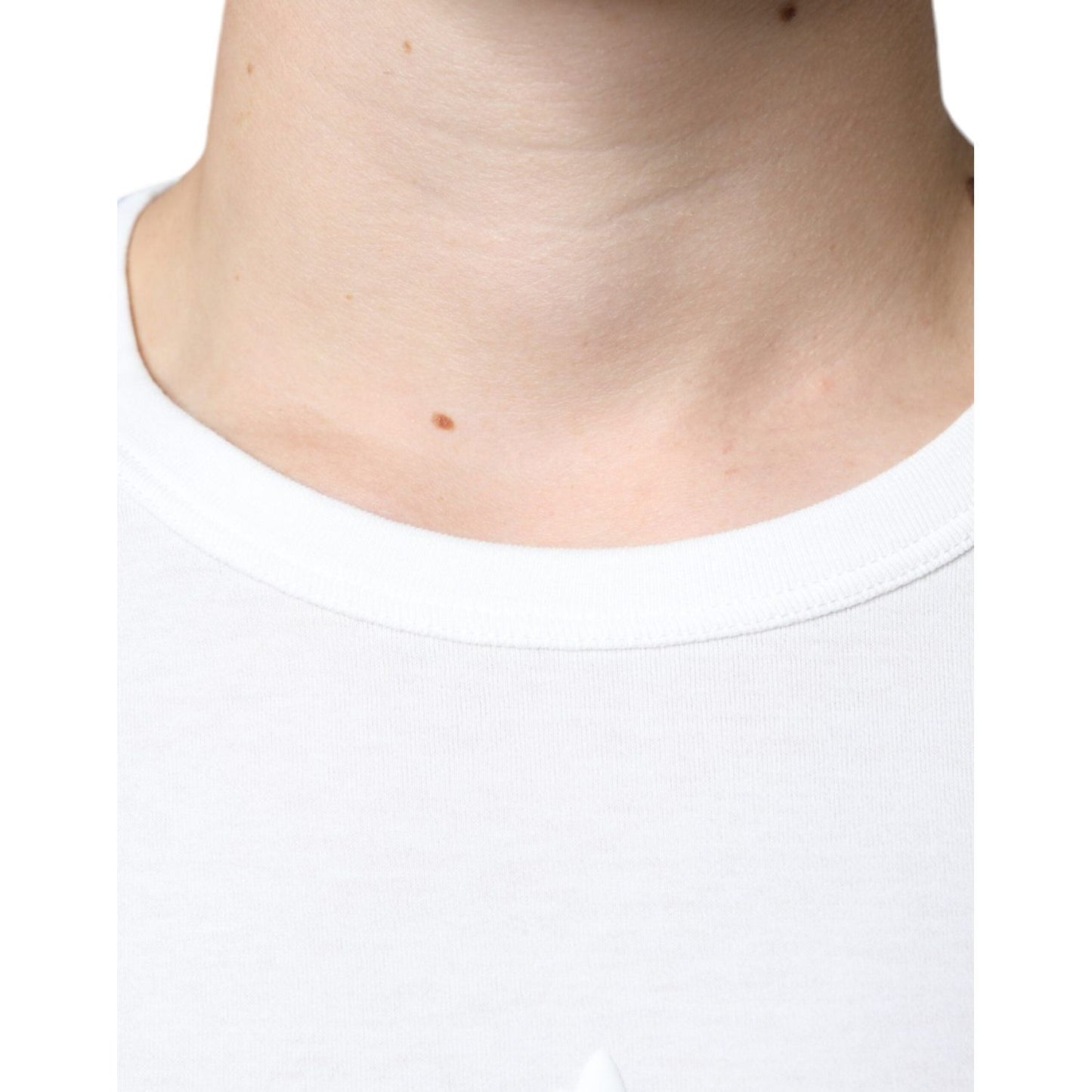 Dolce & Gabbana White Logo Embossed Cotton Crewneck T-shirt Dolce & Gabbana White Smoke