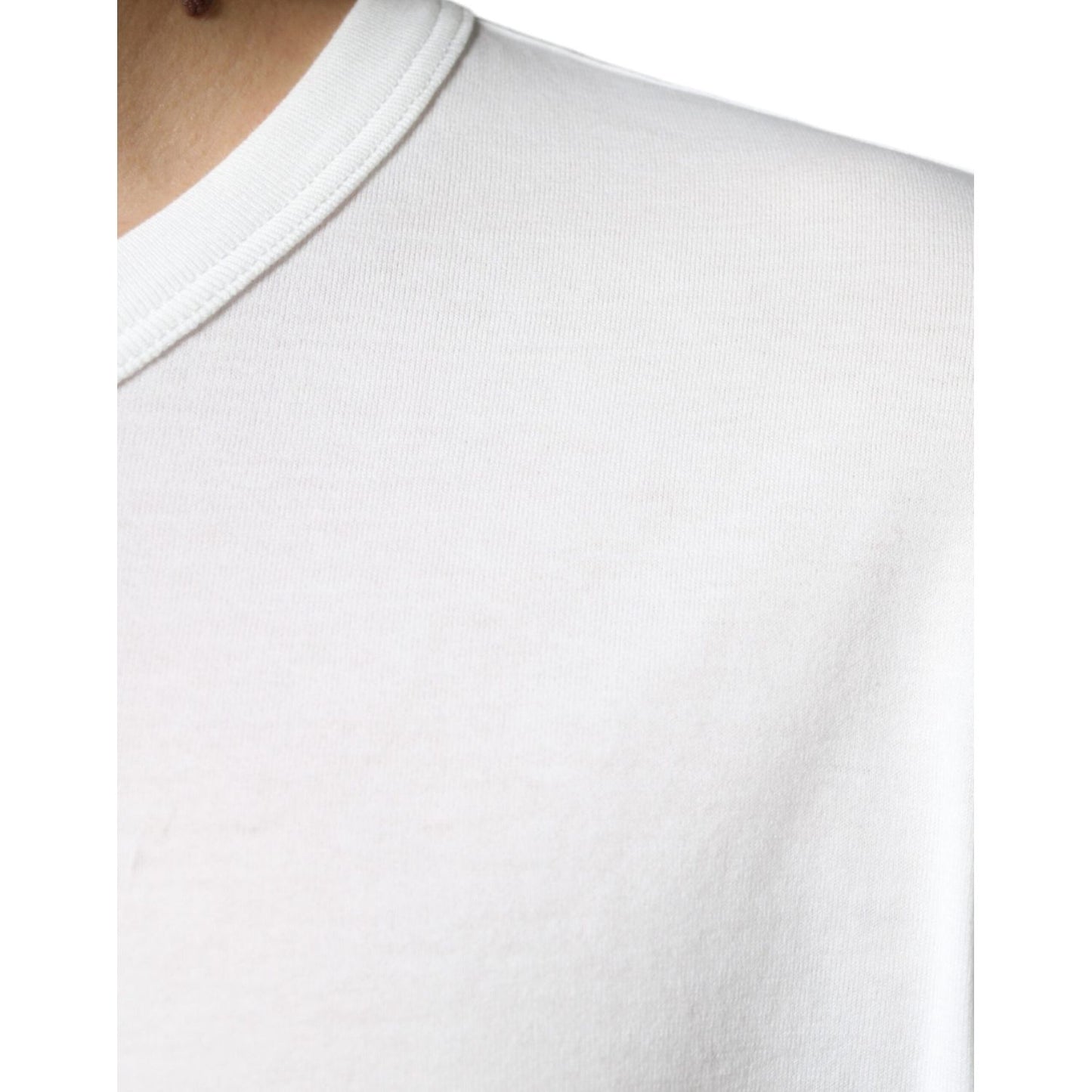 Dolce & Gabbana White Logo Embossed Cotton Crewneck T-shirt Dolce & Gabbana Lavender