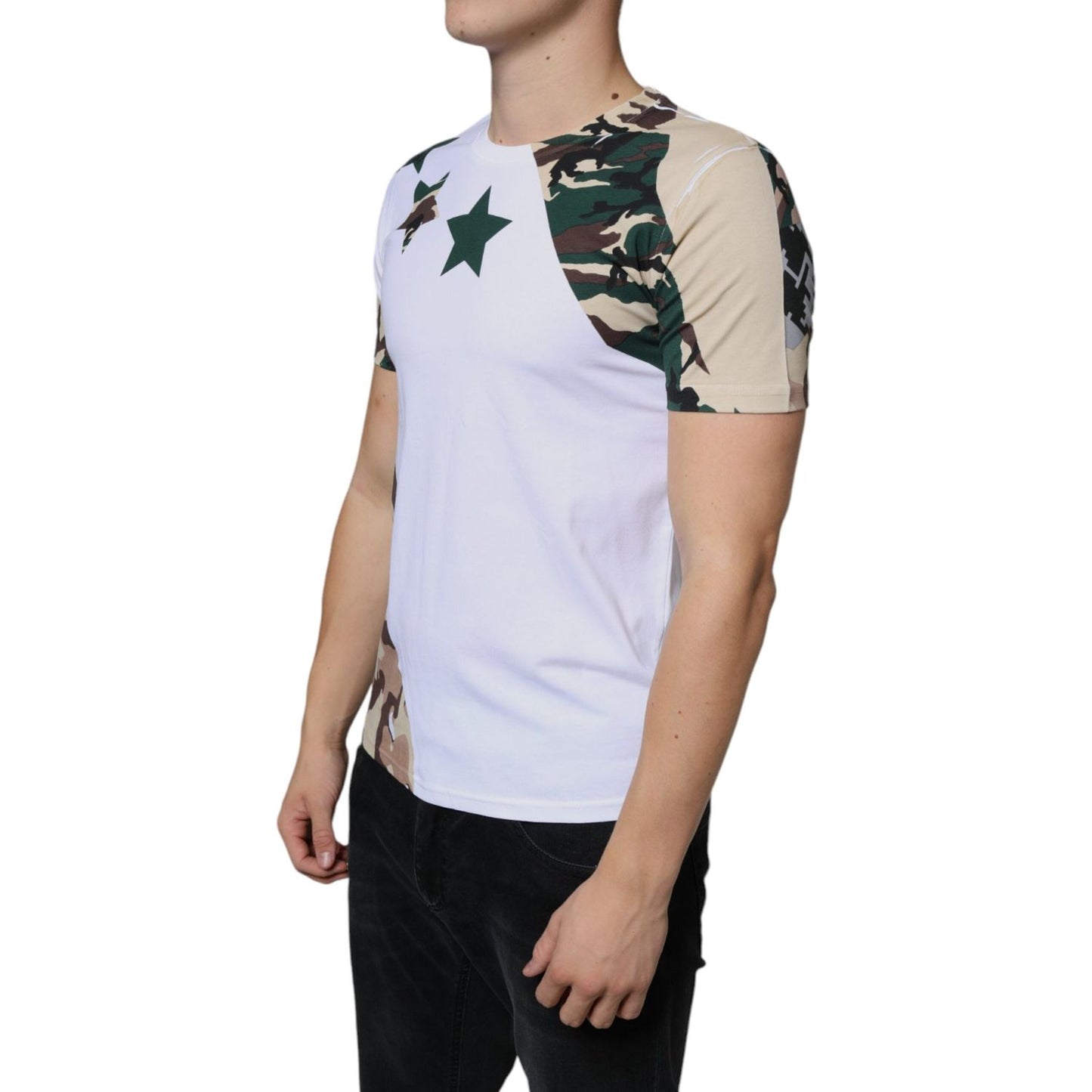 Dolce & Gabbana White Camouflage Stars Crew Neck T-shirt Dolce & Gabbana Gray