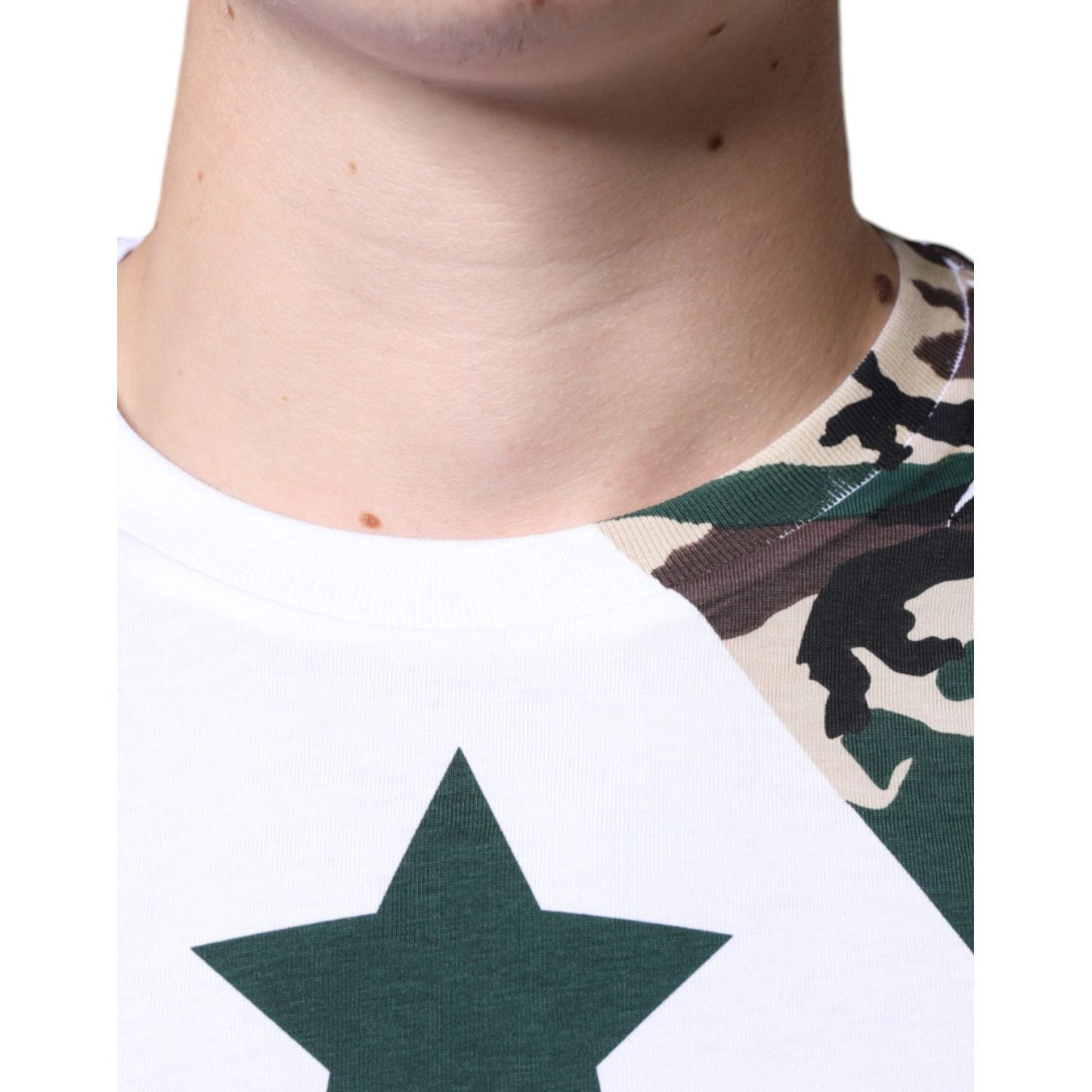Dolce & Gabbana White Camouflage Stars Crew Neck T-shirt Dolce & Gabbana Dark Slate Gray