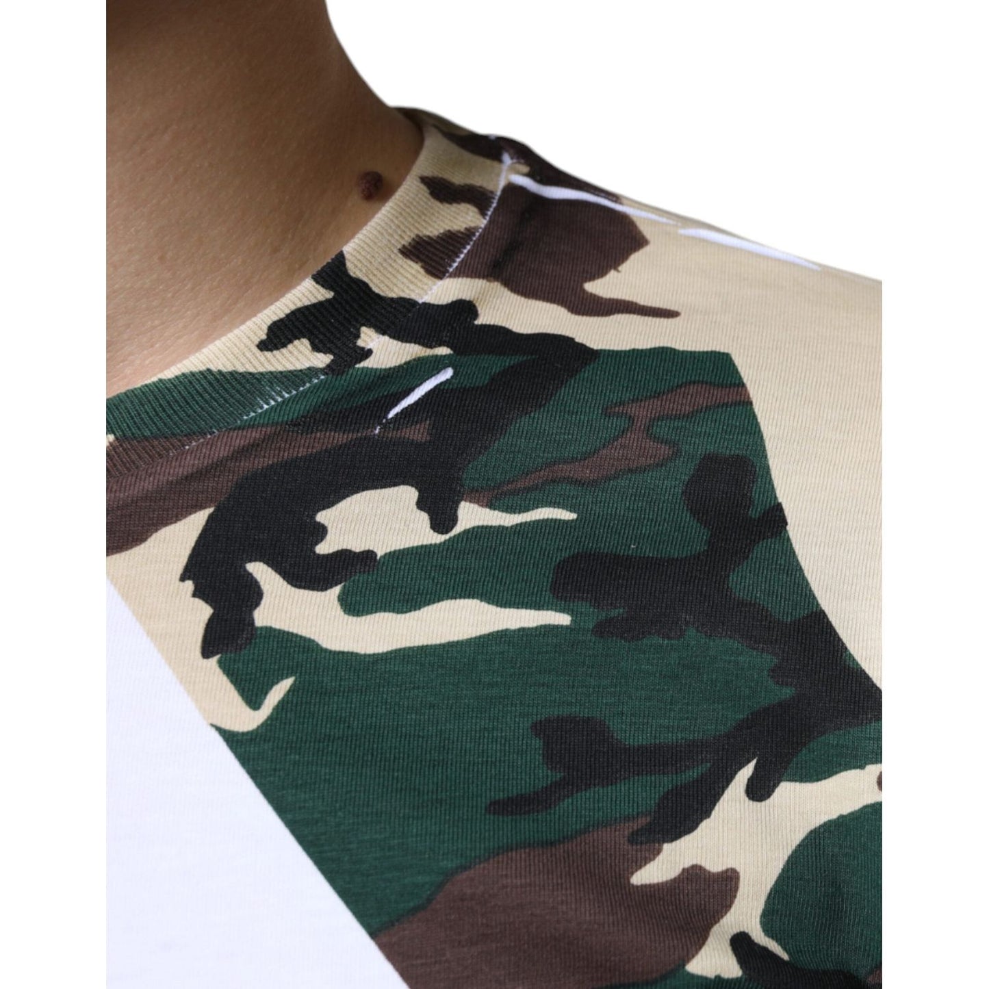 Dolce & Gabbana White Camouflage Stars Crew Neck T-shirt Dolce & Gabbana Light Gray
