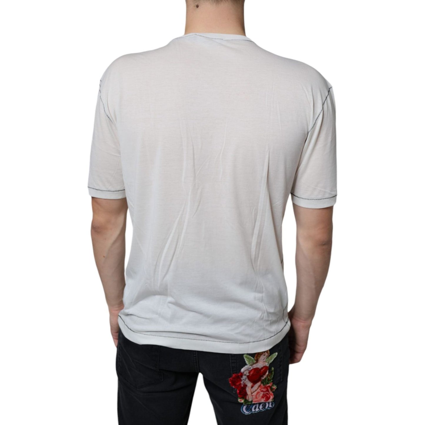 Dolce & Gabbana White Angel Crown Print Crew Neck T-shirt Dolce & Gabbana Gray