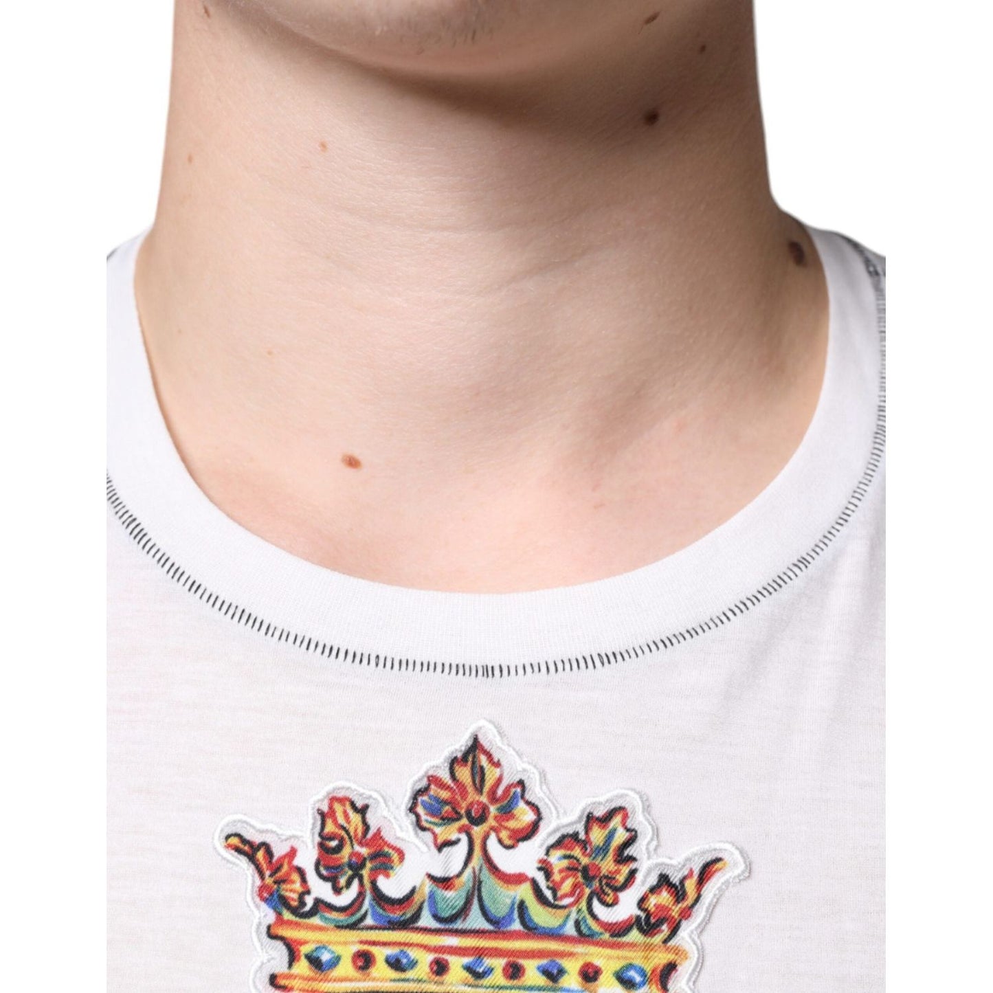 Dolce & Gabbana White Angel Crown Print Crew Neck T-shirt Dolce & Gabbana Light Gray