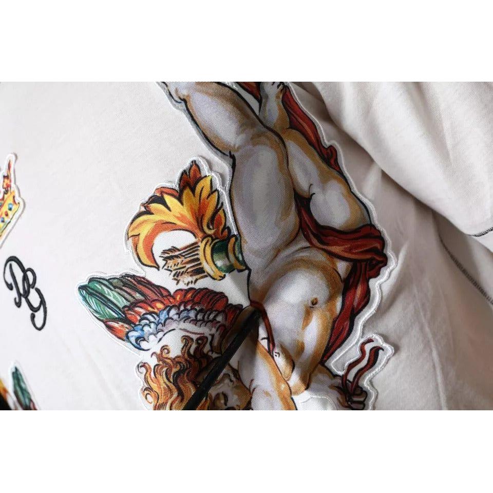 Dolce & Gabbana White Angel Crown Print Crew Neck T-shirt Dolce & Gabbana Light Gray