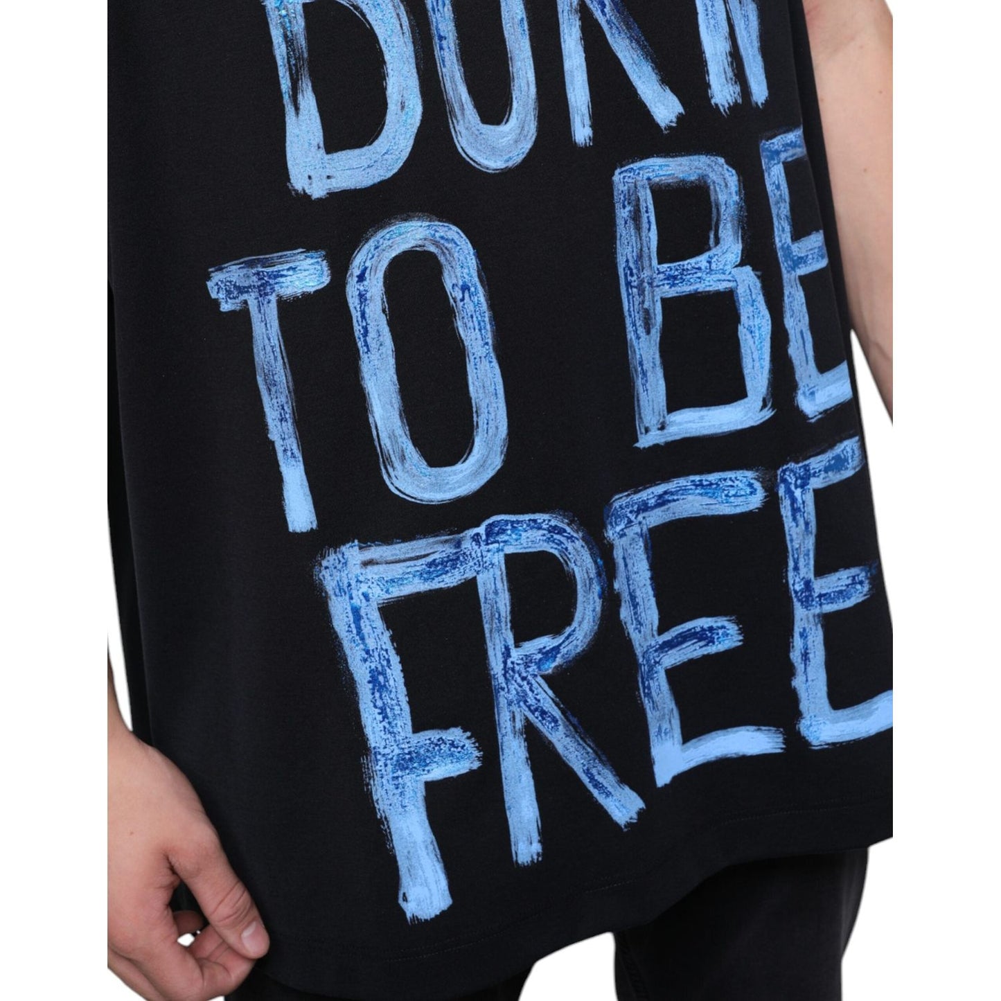 Dolce & Gabbana Black Cotton Born To Be Free Sleeveless T-shirt Dolce & Gabbana Black