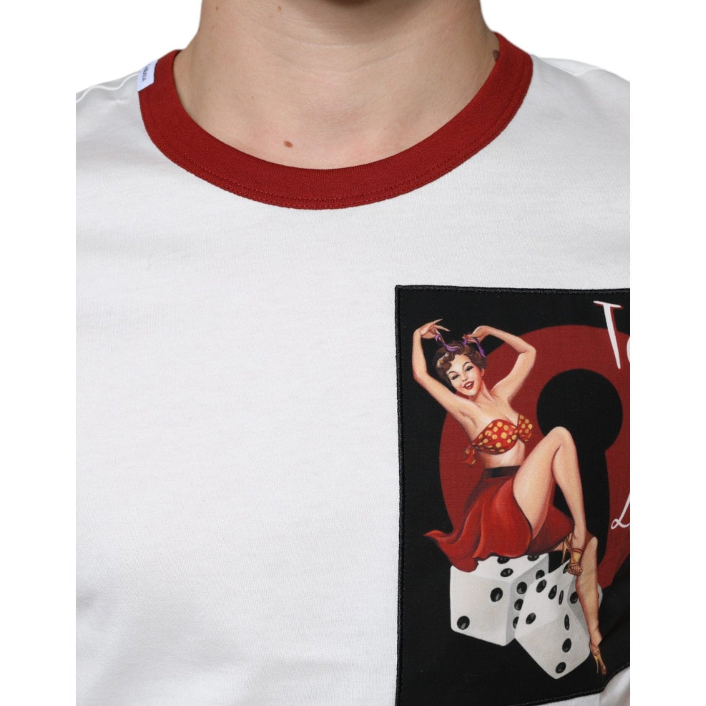Dolce & Gabbana White Graphic Print Cotton Crew Neck T-shirt Dolce & Gabbana Light Gray