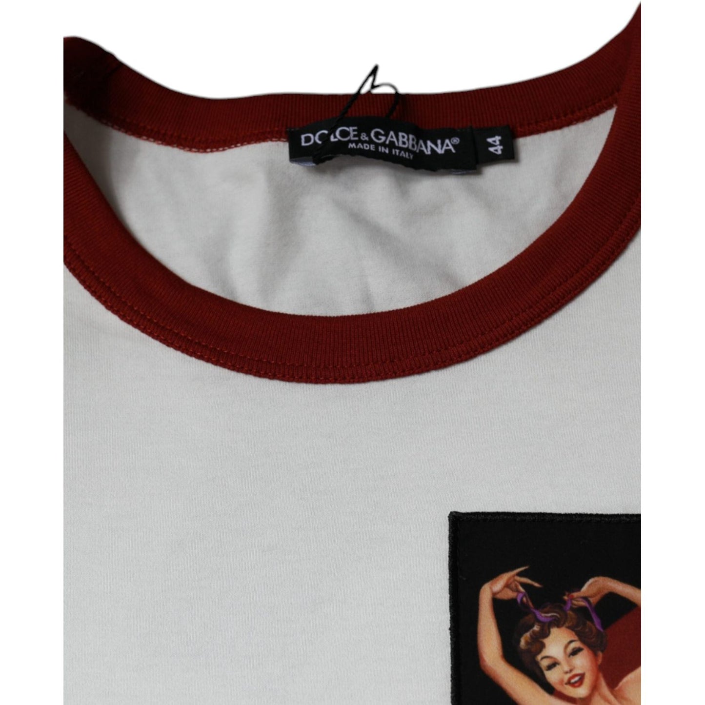 Dolce & Gabbana White Graphic Print Cotton Crew Neck T-shirt Dolce & Gabbana Gray