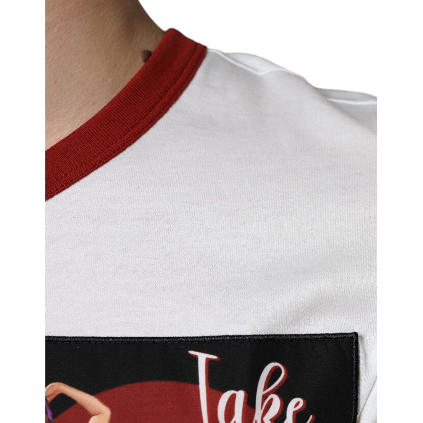 Dolce & Gabbana White Graphic Print Cotton Crew Neck T-shirt Dolce & Gabbana Light Gray