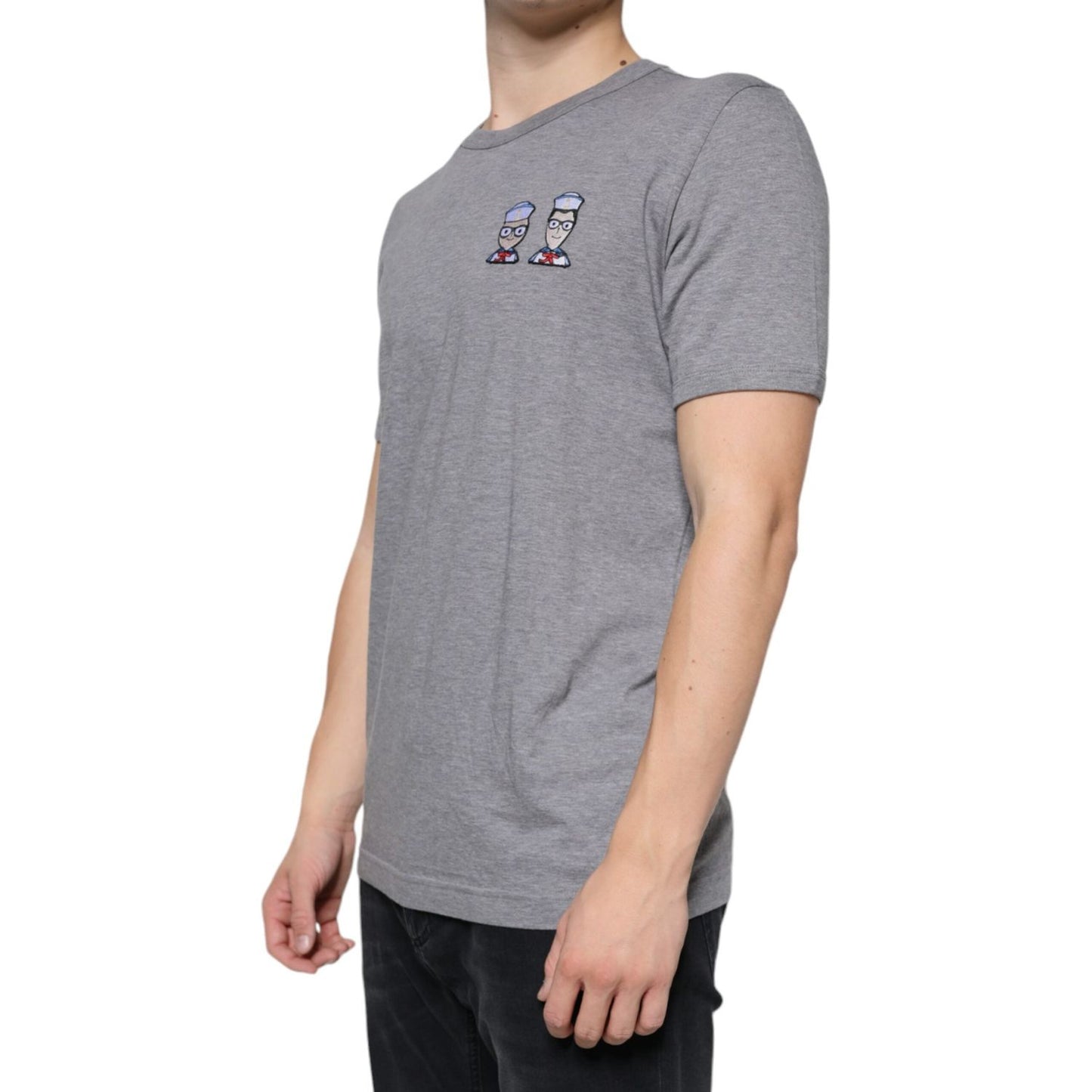 Dolce & Gabbana Gray Cotton #DGFamily Short Sleeves T-shirt Dolce & Gabbana Light Slate Gray