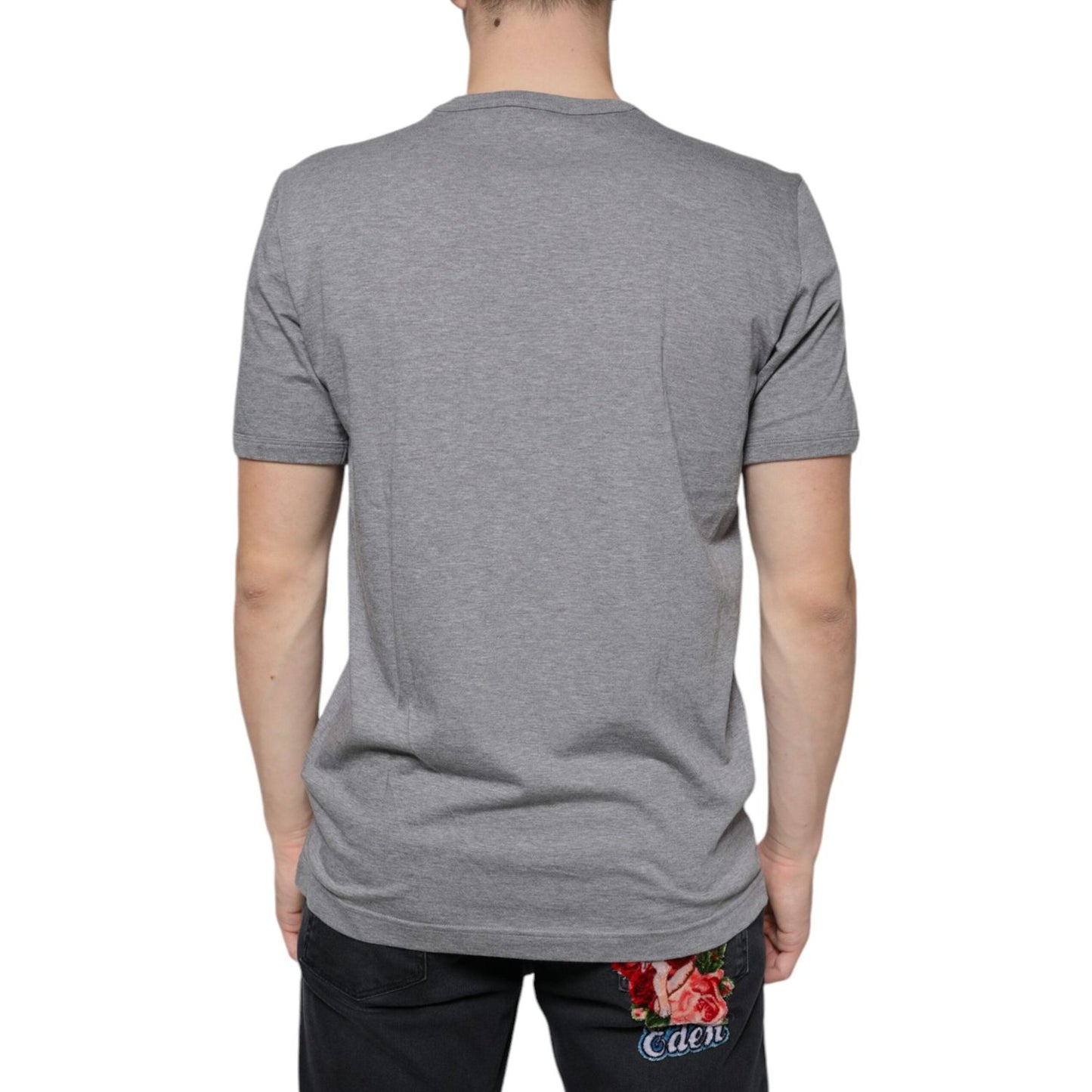 Dolce & Gabbana Gray Cotton #DGFamily Short Sleeves T-shirt Dolce & Gabbana Light Slate Gray