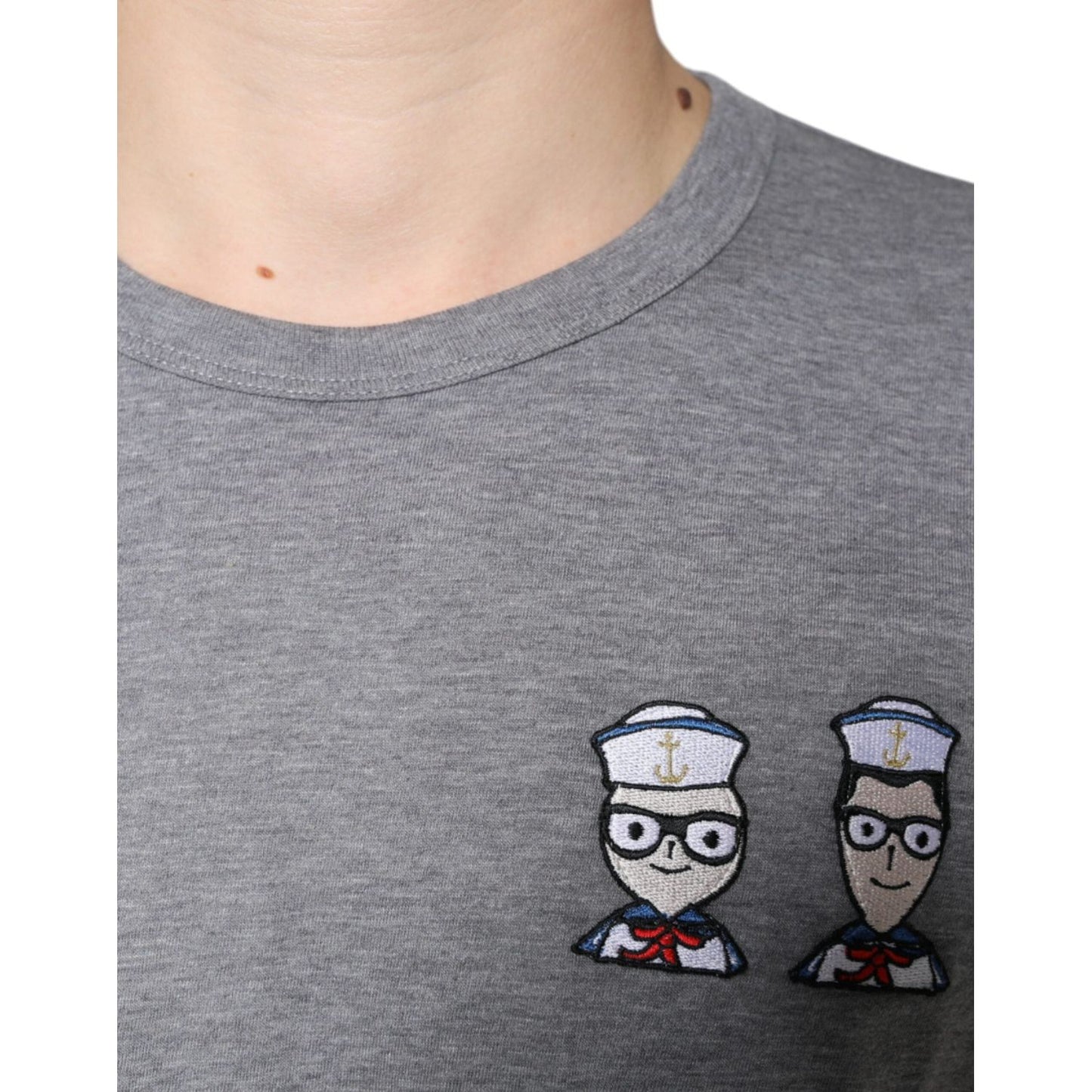 Dolce & Gabbana Gray Cotton #DGFamily Short Sleeves T-shirt Dolce & Gabbana Light Slate Gray