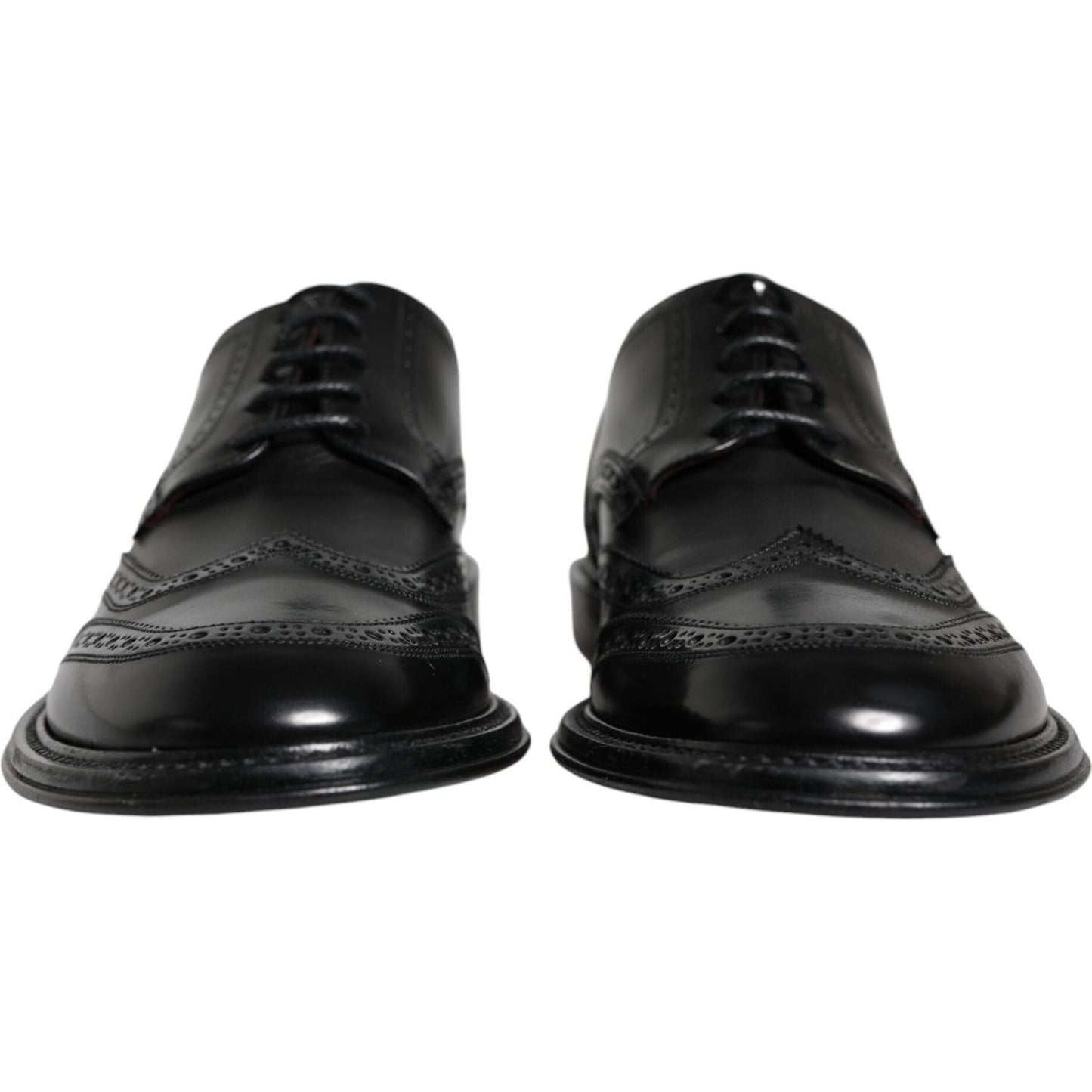 Dolce & Gabbana Black Leather Oxford Wingtip Formal Shoes Dolce & Gabbana Dark Slate Gray