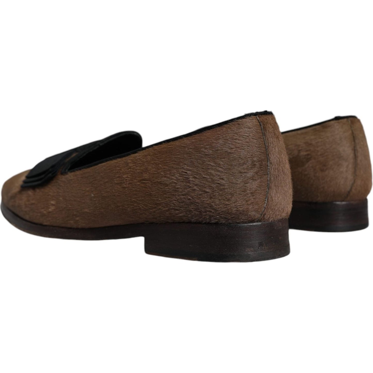 Dolce & Gabbana Brown Calf Hair Leather Loafers Formal Dress Shoes Dolce & Gabbana Dark Slate Gray