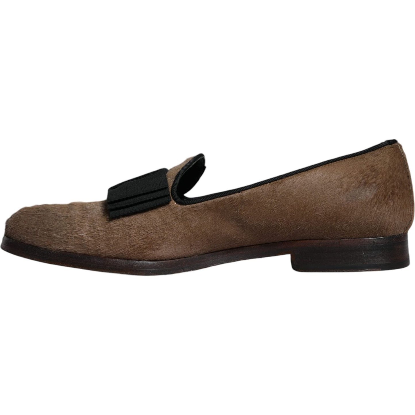 Dolce & Gabbana Brown Calf Hair Leather Loafers Formal Dress Shoes Dolce & Gabbana Dark Slate Gray