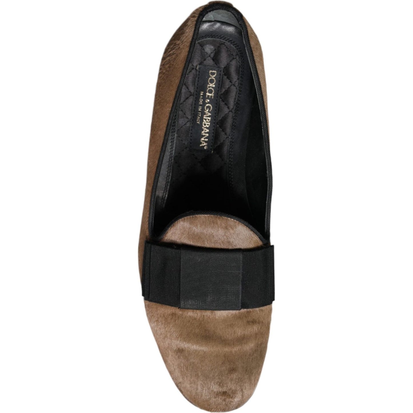 Dolce & Gabbana Brown Calf Hair Leather Loafers Formal Dress Shoes Dolce & Gabbana Black