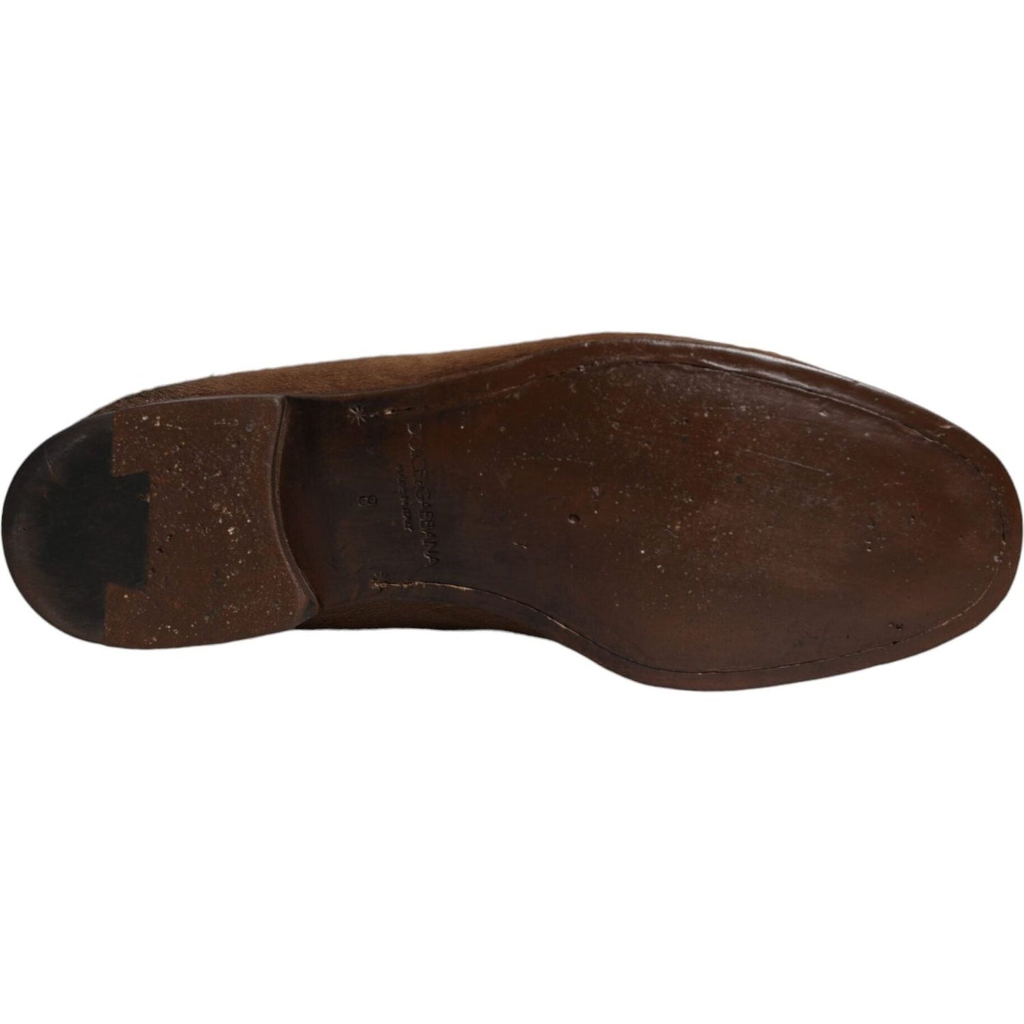Dolce & Gabbana Brown Calf Hair Leather Loafers Formal Dress Shoes Dolce & Gabbana Dark Slate Gray