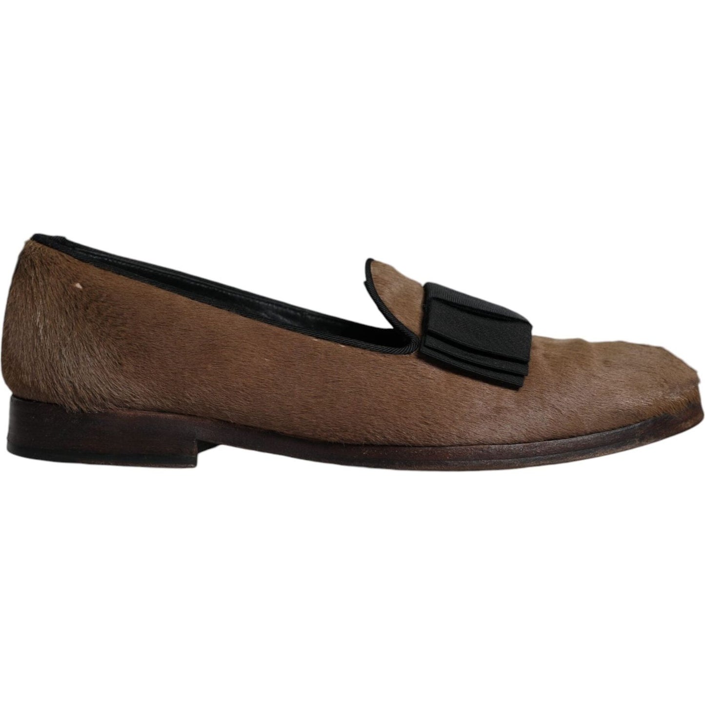 Dolce & Gabbana Brown Calf Hair Leather Loafers Formal Dress Shoes Dolce & Gabbana Dark Slate Gray
