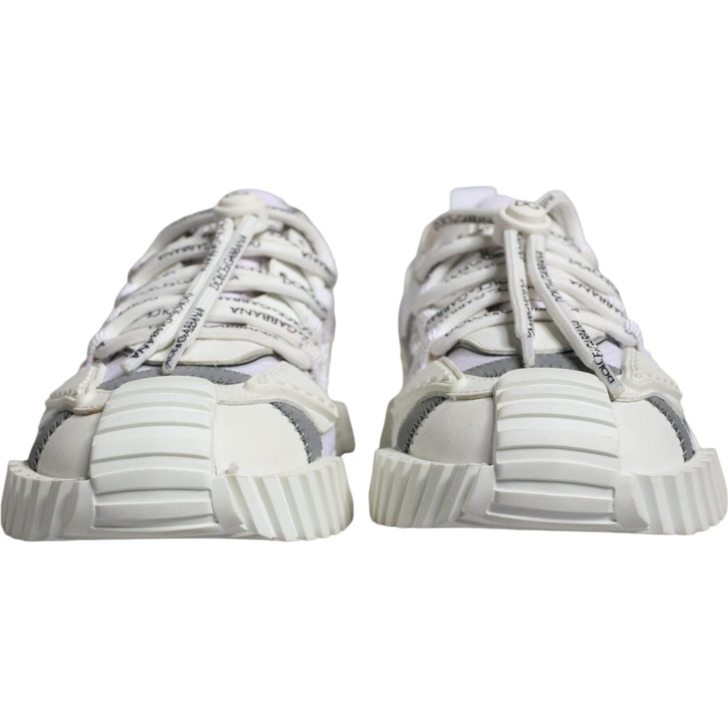 Dolce & Gabbana White Lace Up Low Top NS1 Sneakers Shoes Dolce & Gabbana Gray