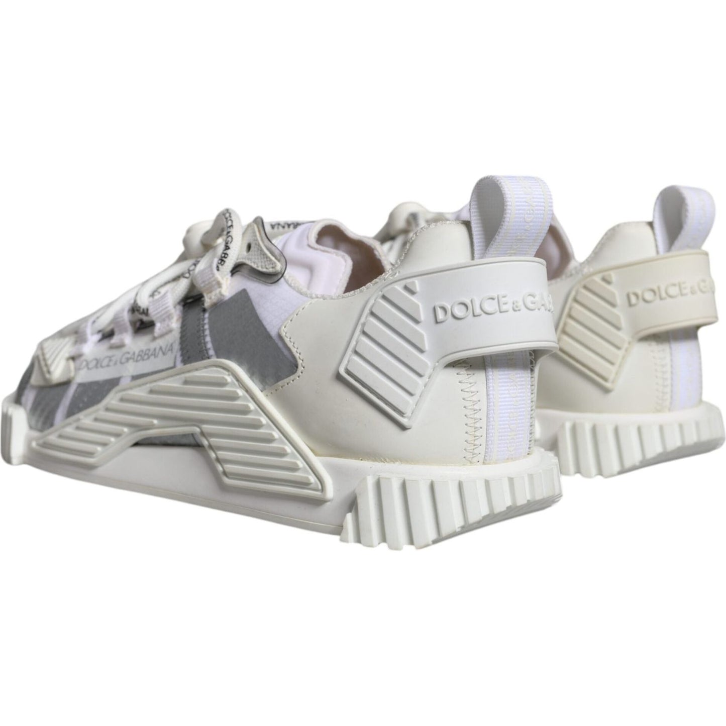 Dolce & Gabbana White Lace Up Low Top NS1 Sneakers Shoes Dolce & Gabbana Gray