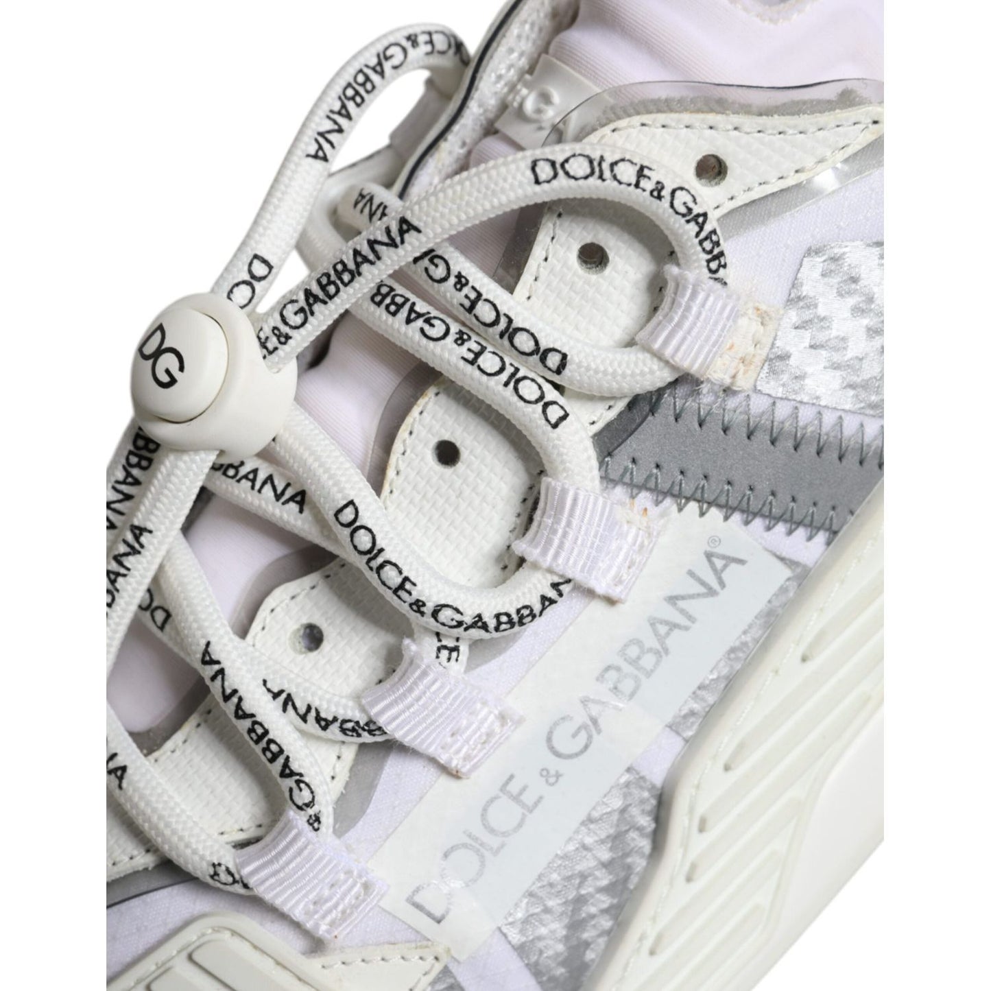Dolce & Gabbana White Lace Up Low Top NS1 Sneakers Shoes Dolce & Gabbana Light Gray