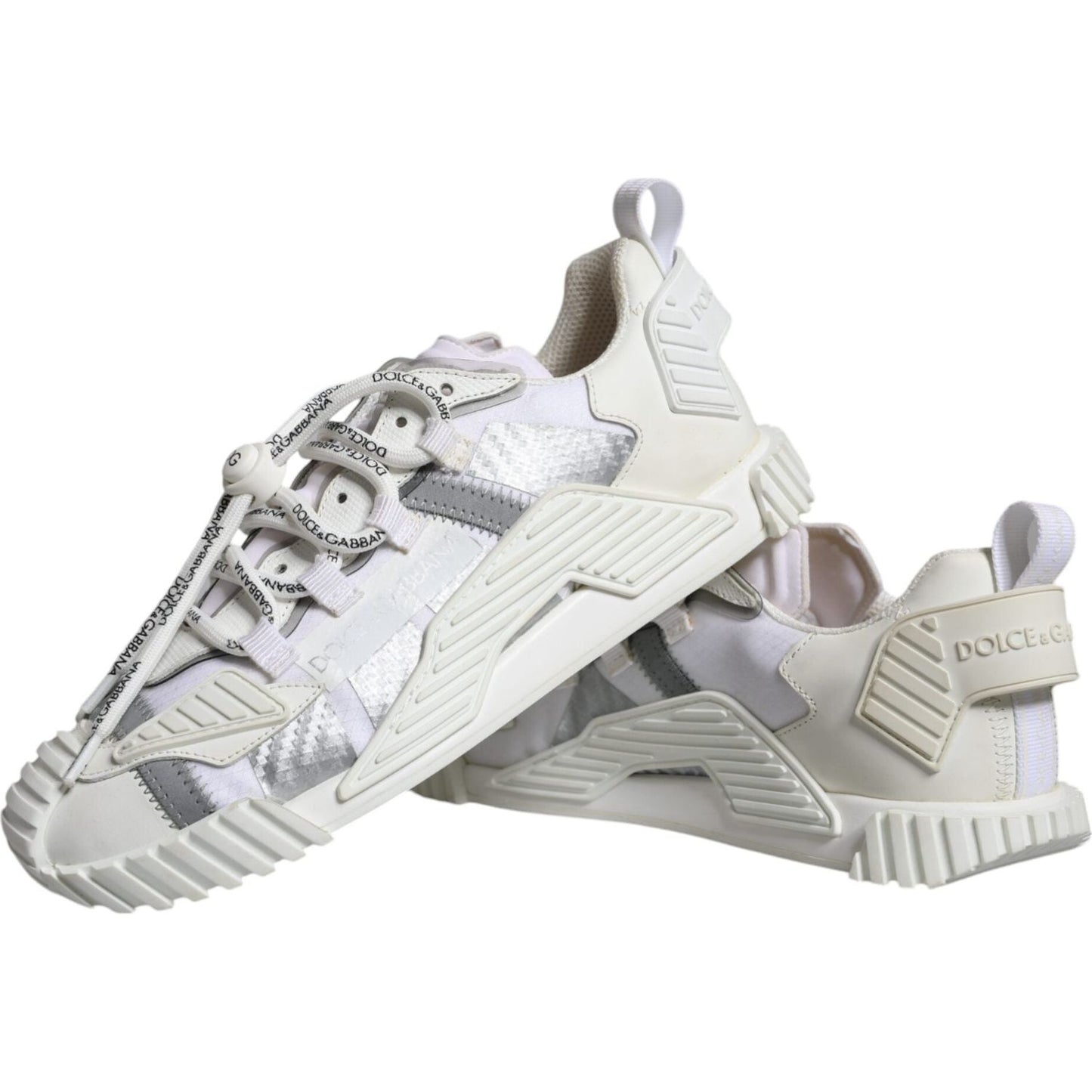 Dolce & Gabbana White Lace Up Low Top NS1 Sneakers Shoes Dolce & Gabbana Light Gray