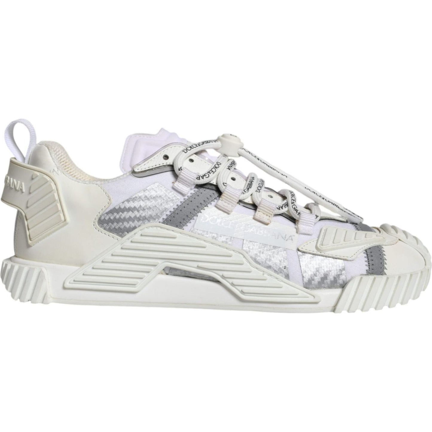 Dolce & Gabbana White Lace Up Low Top NS1 Sneakers Shoes Dolce & Gabbana Light Gray