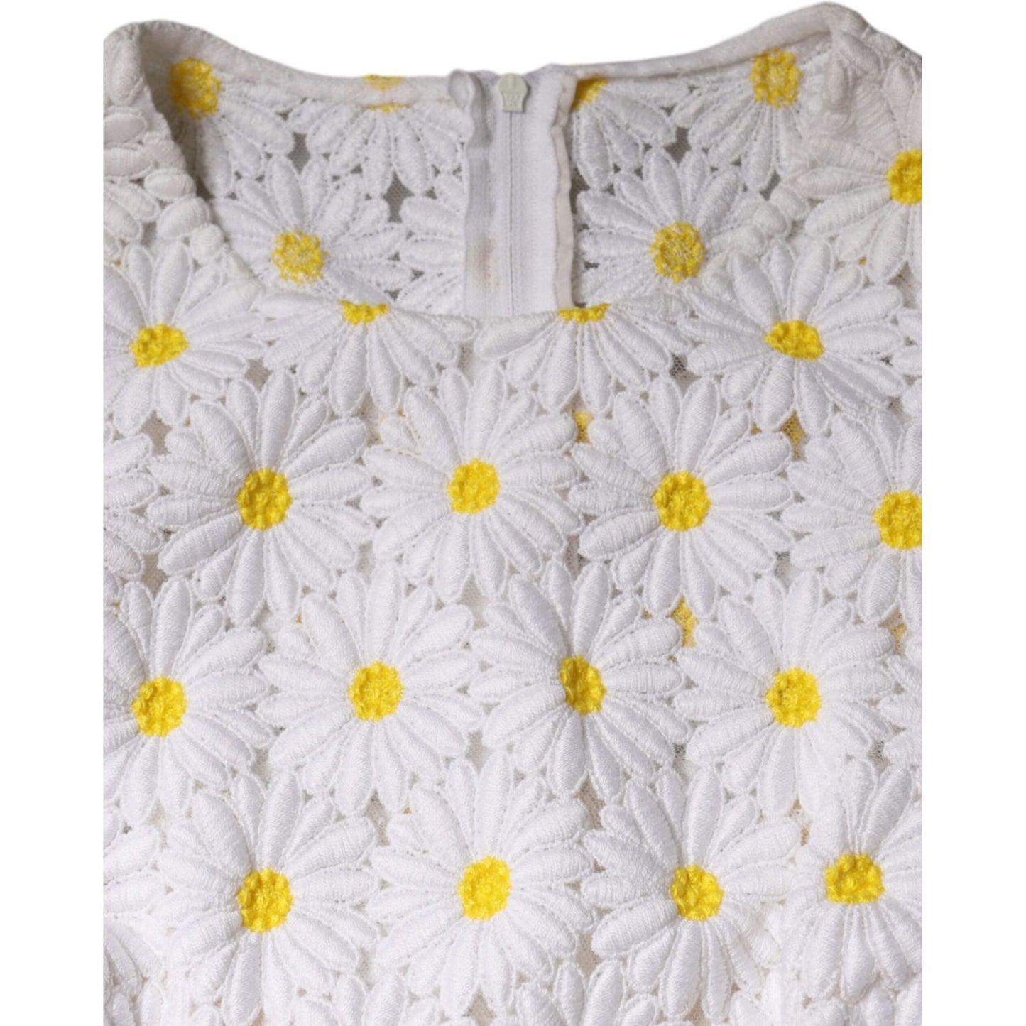 Dolce & Gabbana White Daisy Macrame Lace Sheath Midi Dress Dolce & Gabbana Light Gray