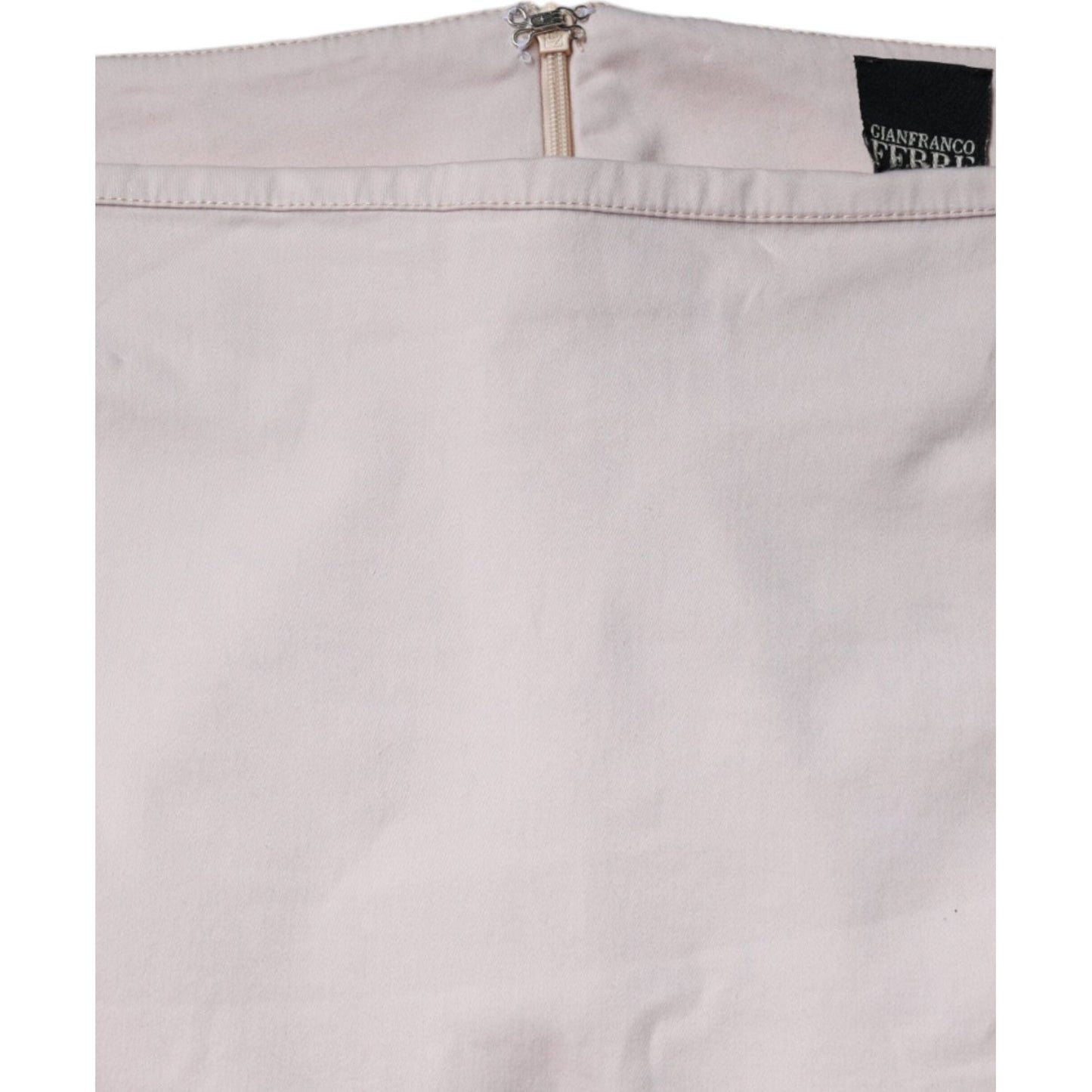 GF Ferre Beige Cotton Stretch Mid Waist Pencil Cut Skirt GF Ferre Light Gray