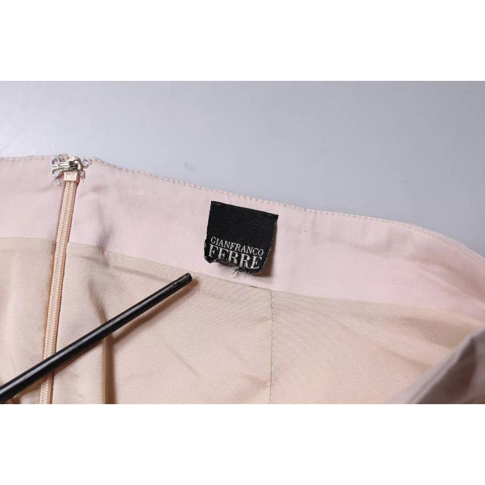 GF Ferre Beige Cotton Stretch Mid Waist Pencil Cut Skirt GF Ferre Gray