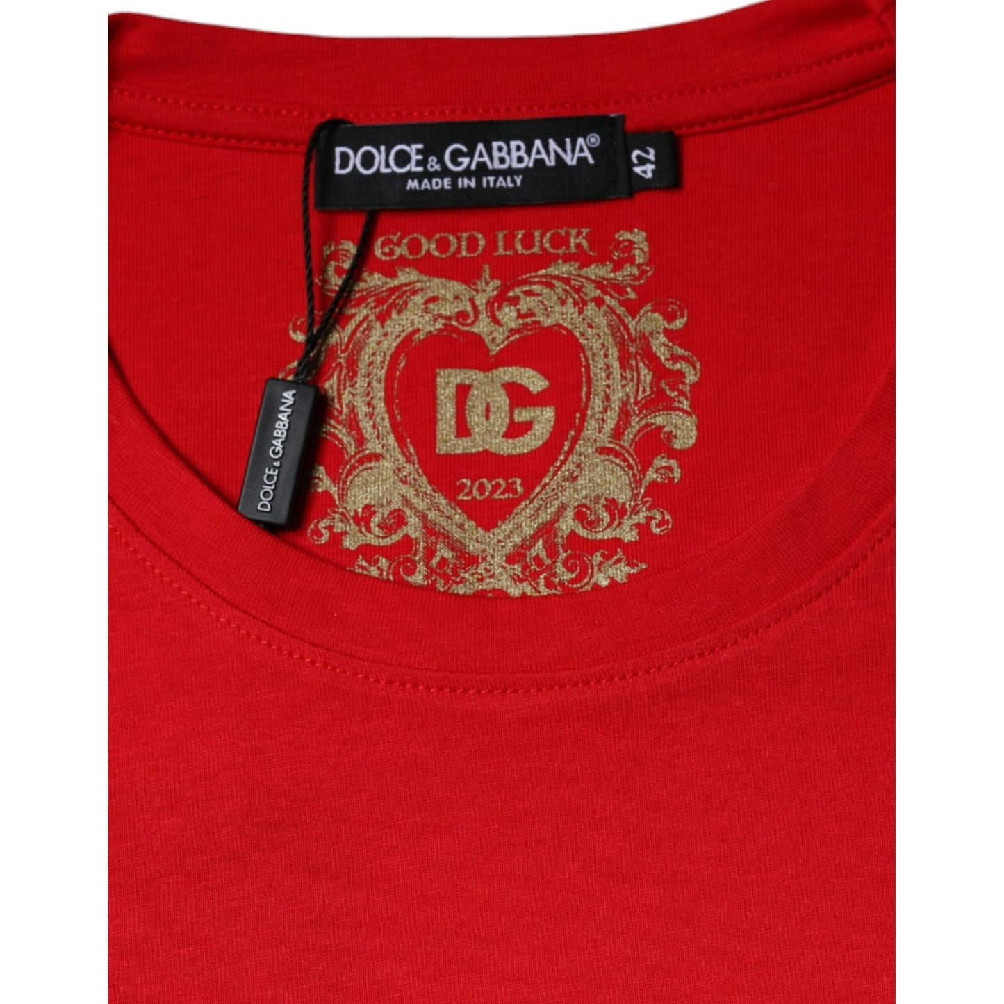 Dolce & Gabbana Red Cotton Crew Neck Short Sleeve Tee T-shirt Dolce & Gabbana Firebrick