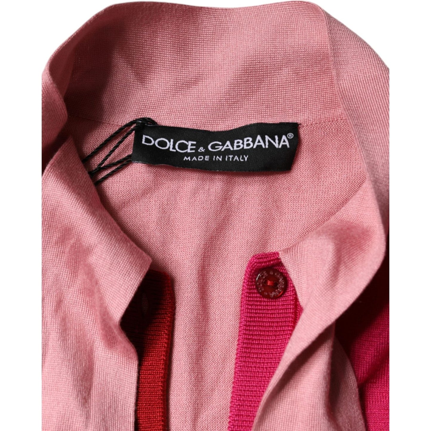 Dolce & Gabbana Pink Short Sleeves Pullover Ascot Collar Top Dolce & Gabbana Rosy Brown