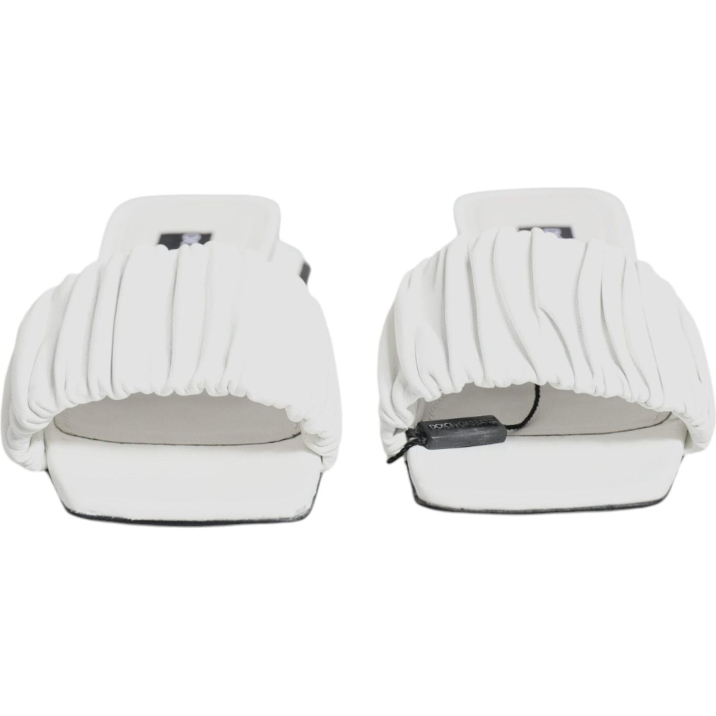 Dolce & Gabbana White Leather Slides Flats Sandals Shoes Dolce & Gabbana Light Gray