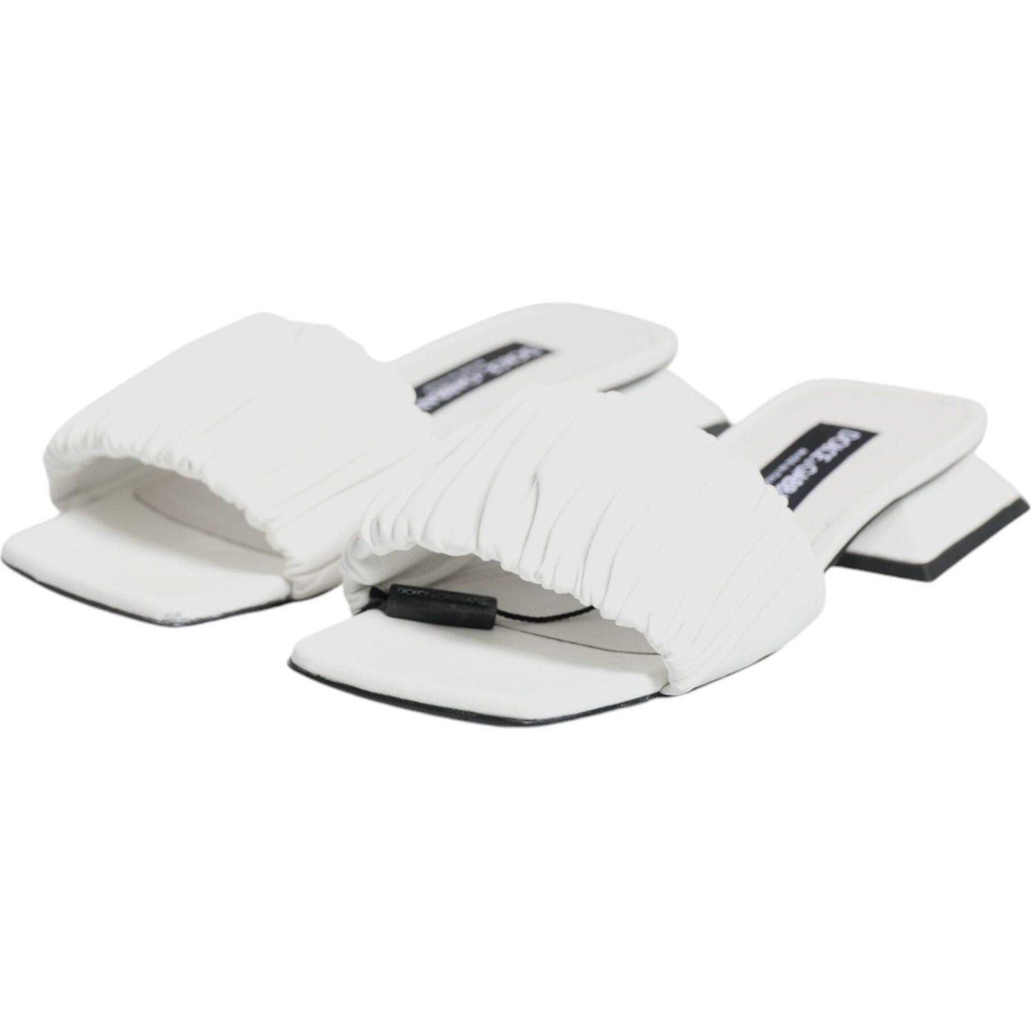 Dolce & Gabbana White Leather Slides Flats Sandals Shoes Dolce & Gabbana Light Gray