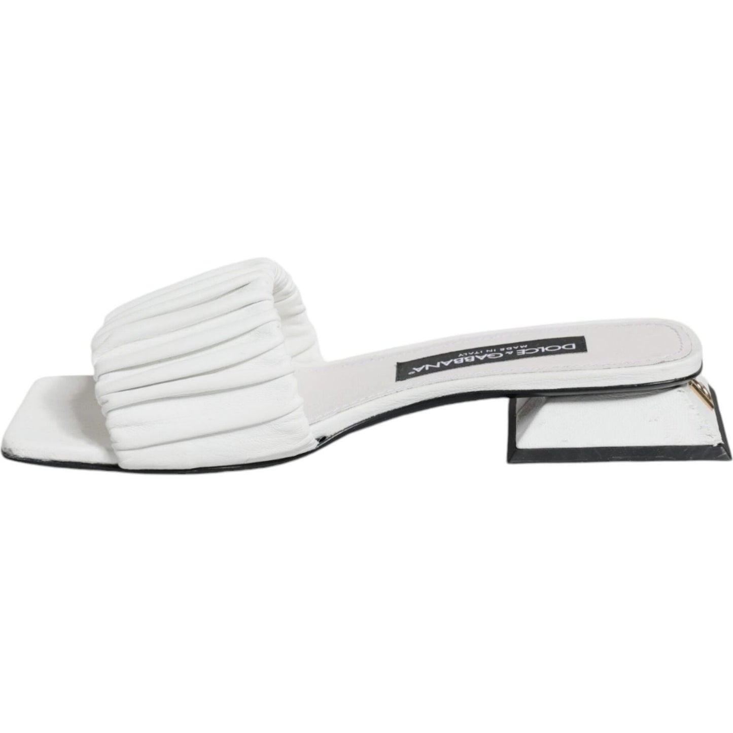 Dolce & Gabbana White Leather Slides Flats Sandals Shoes Dolce & Gabbana Light Gray