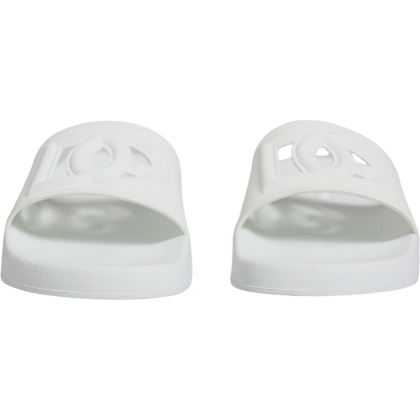Dolce & Gabbana White Rubber Slides Sandals Beachwear Shoes Dolce & Gabbana Light Gray
