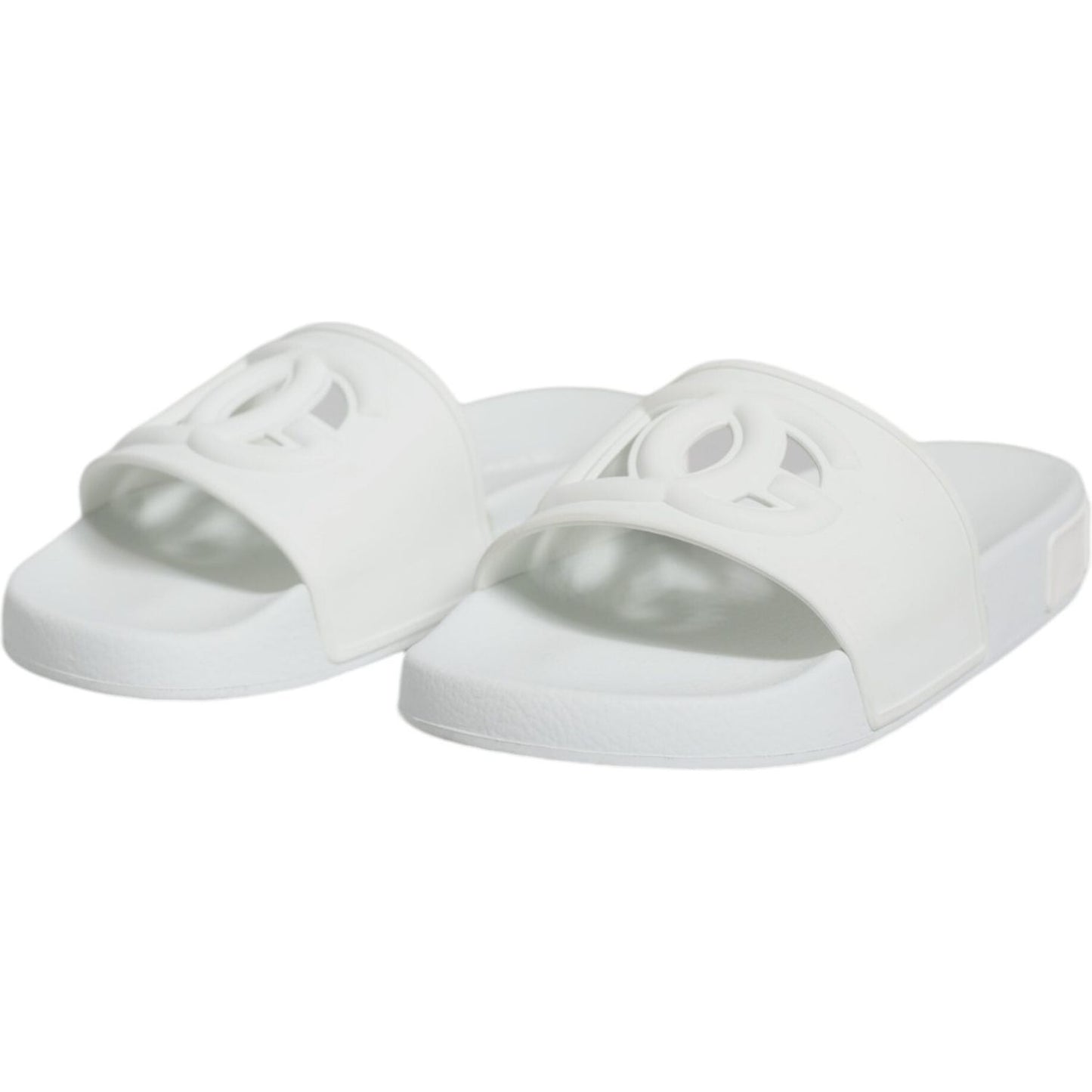 Dolce & Gabbana White Rubber Slides Sandals Beachwear Shoes Dolce & Gabbana Light Gray