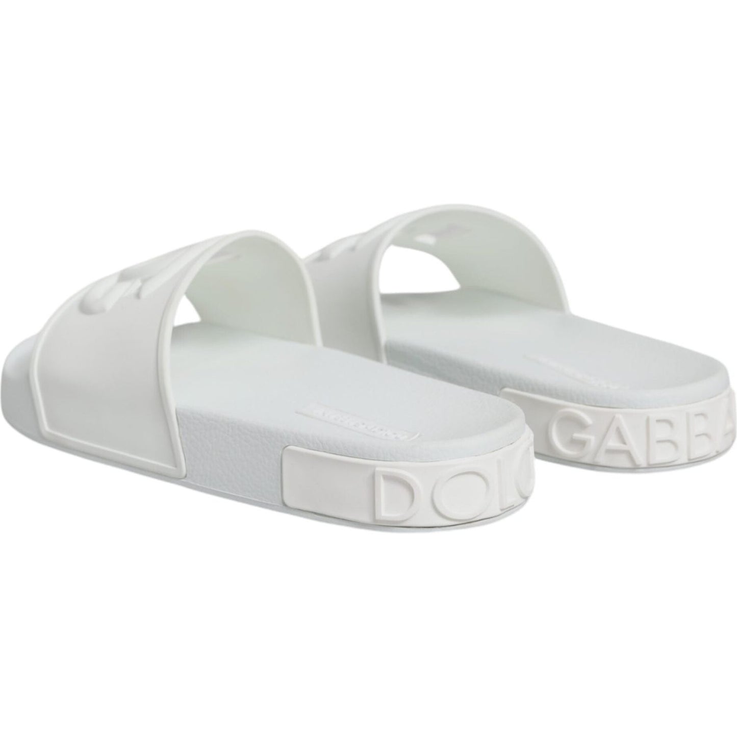 Dolce & Gabbana White Rubber Slides Sandals Beachwear Shoes Dolce & Gabbana Light Gray