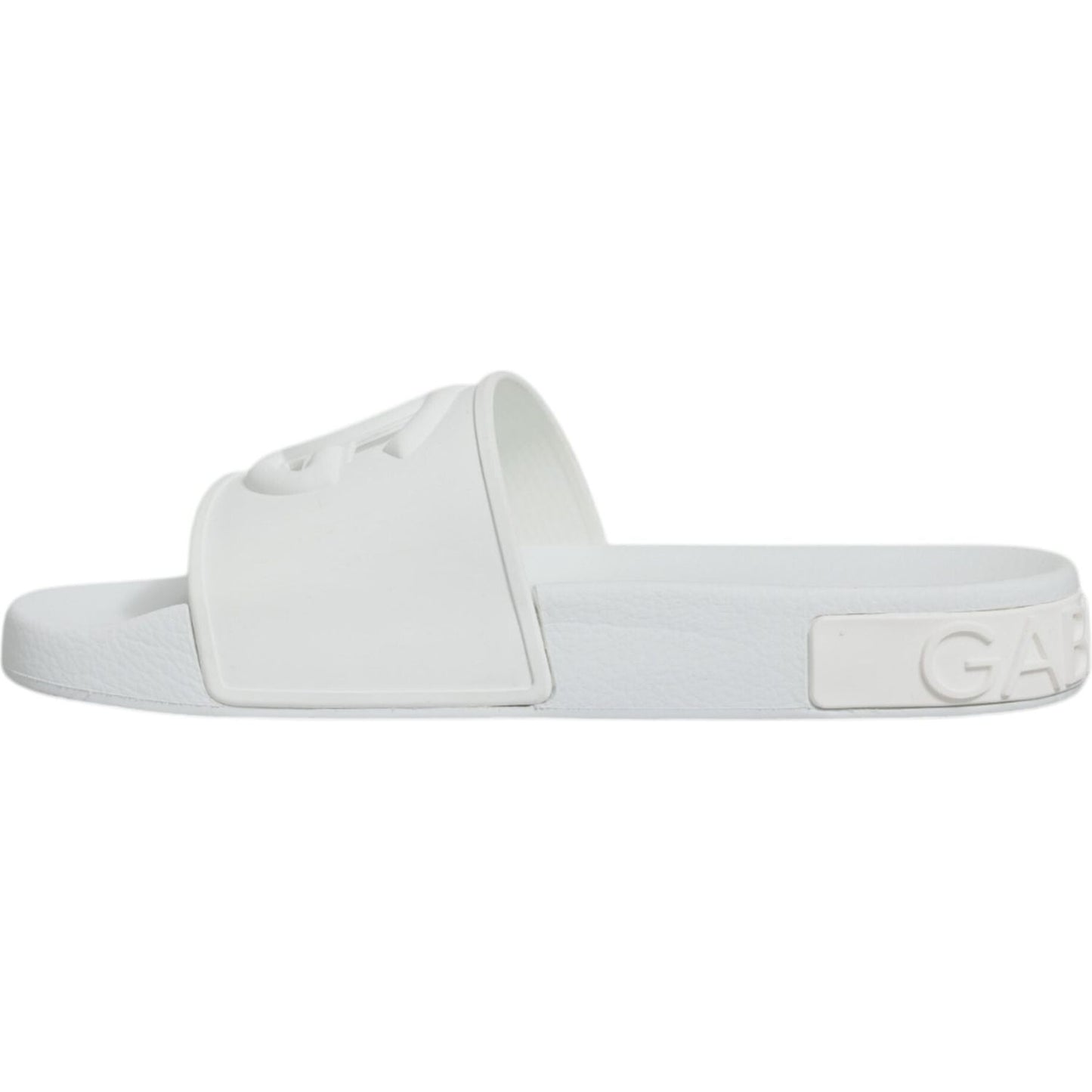 Dolce & Gabbana White Rubber Slides Sandals Beachwear Shoes Dolce & Gabbana Light Gray