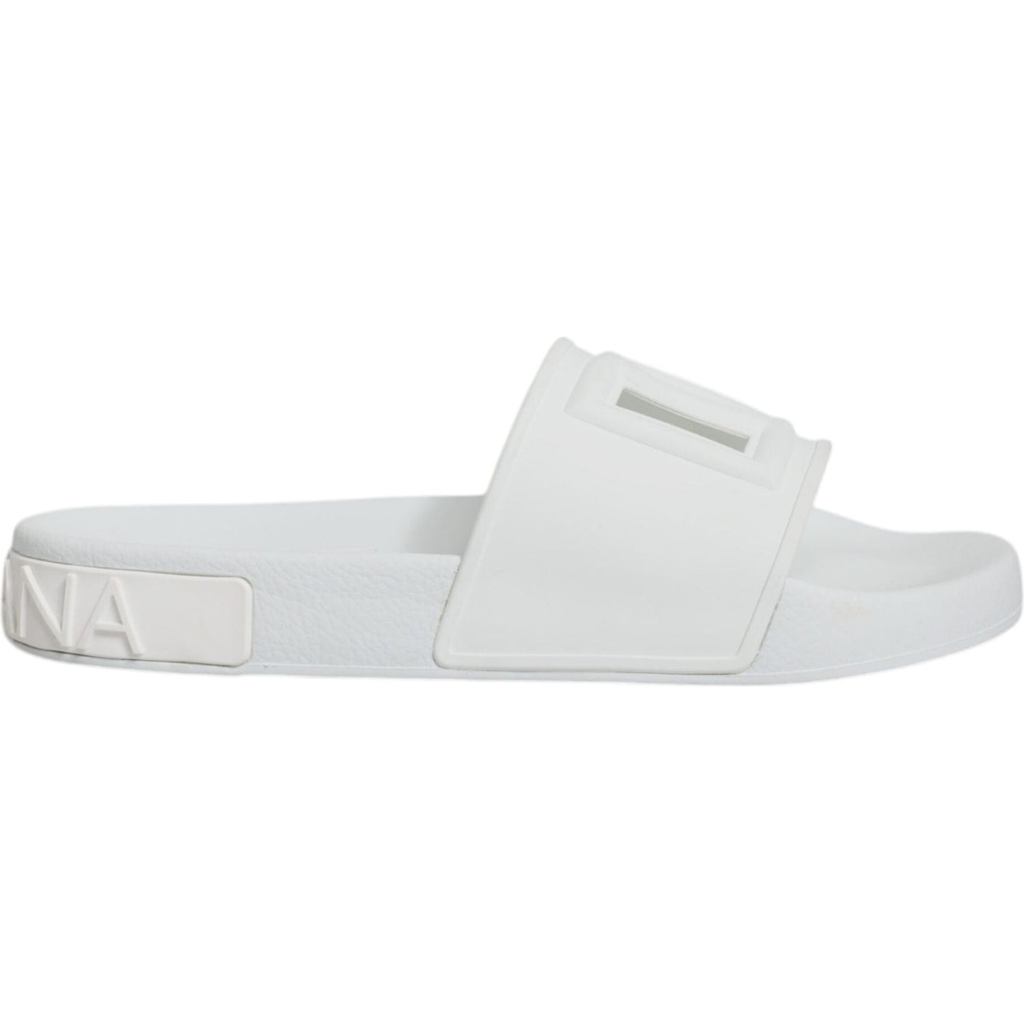 Dolce & Gabbana White Rubber Slides Sandals Beachwear Shoes Dolce & Gabbana Light Gray