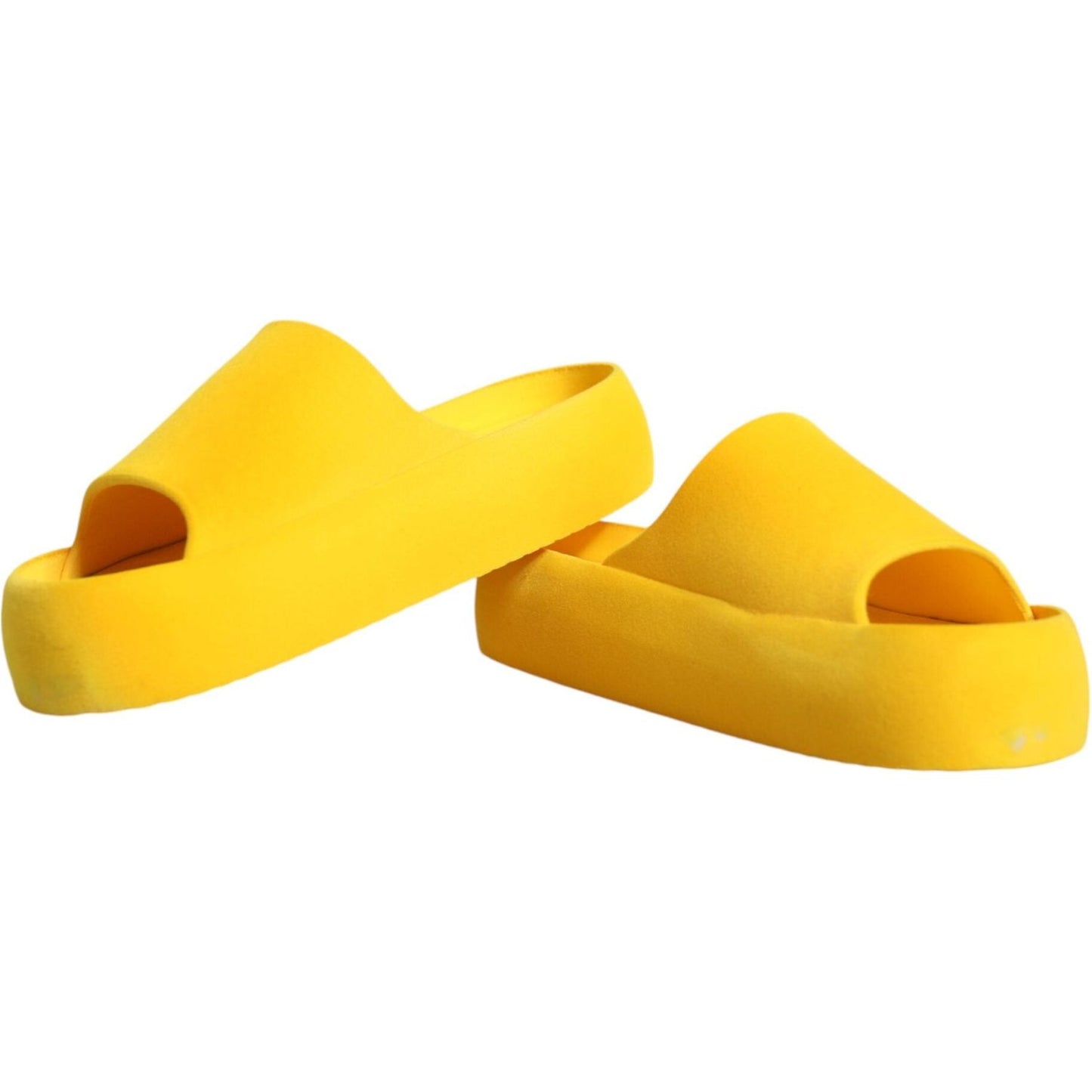 Dolce & Gabbana Yellow Rubber Slides Sandals Beachwear Shoes Dolce & Gabbana Gold