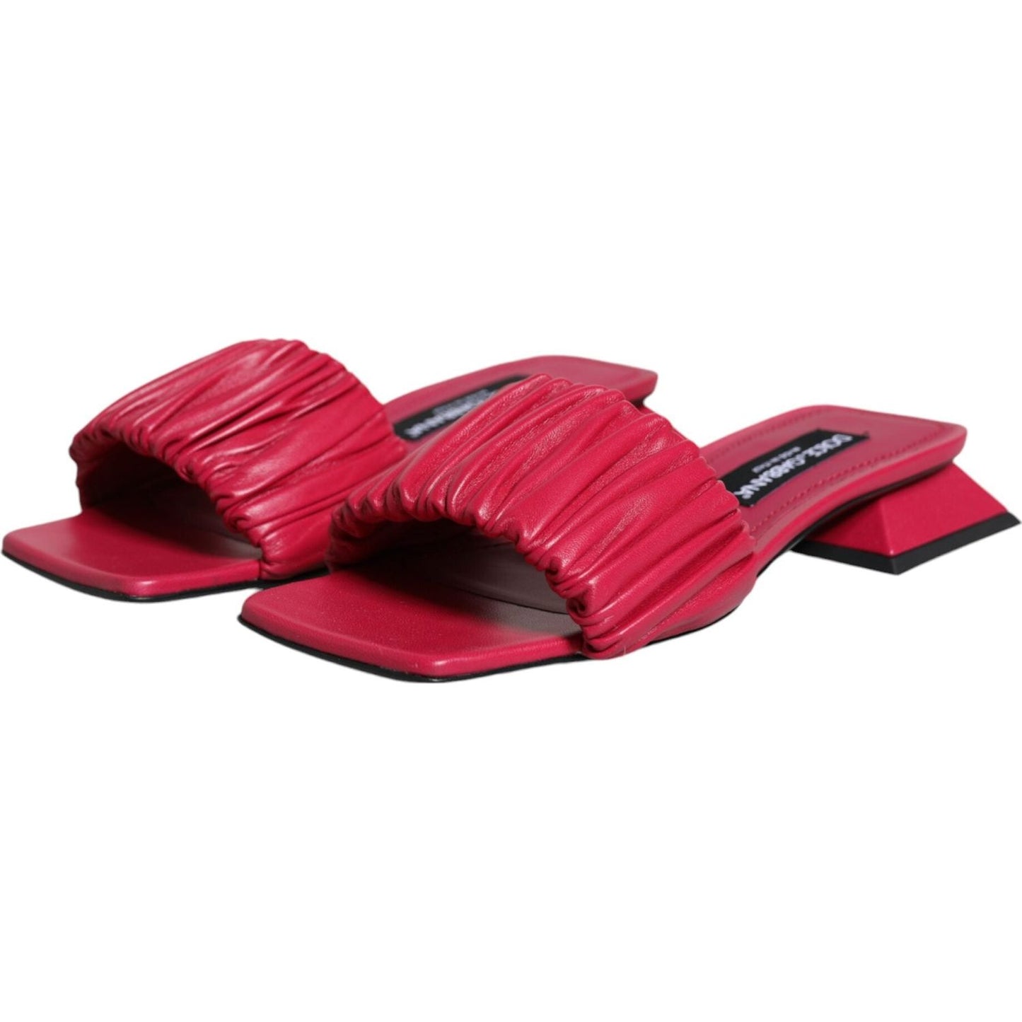 Dolce & Gabbana Fuchsia Leather Slides Flats Sandals Shoes Dolce & Gabbana Maroon